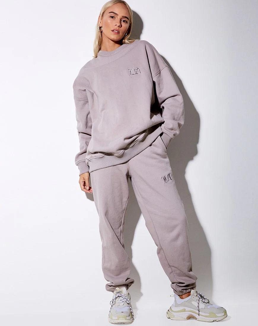 Glo Sweatshirt in Pilzfarben mit 'LA'-Stickerei - Image 3