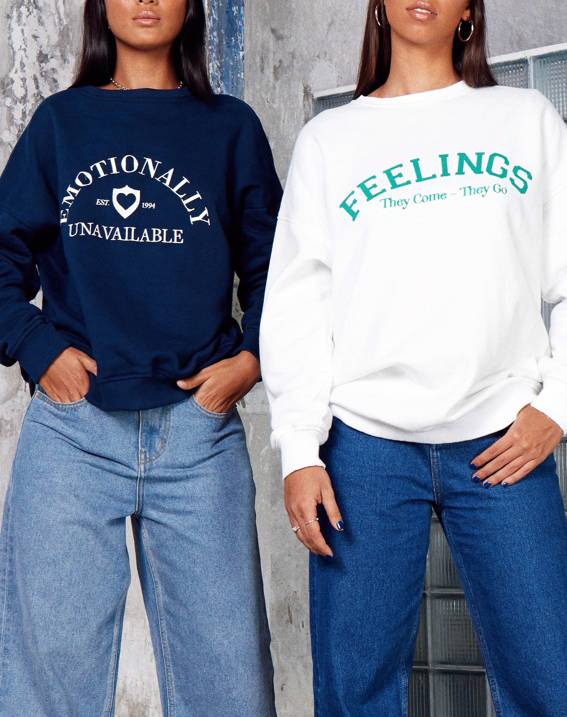 Glo Sweatshirt in Weiß 'Gefühle, die kommen und gehen' - Image 2