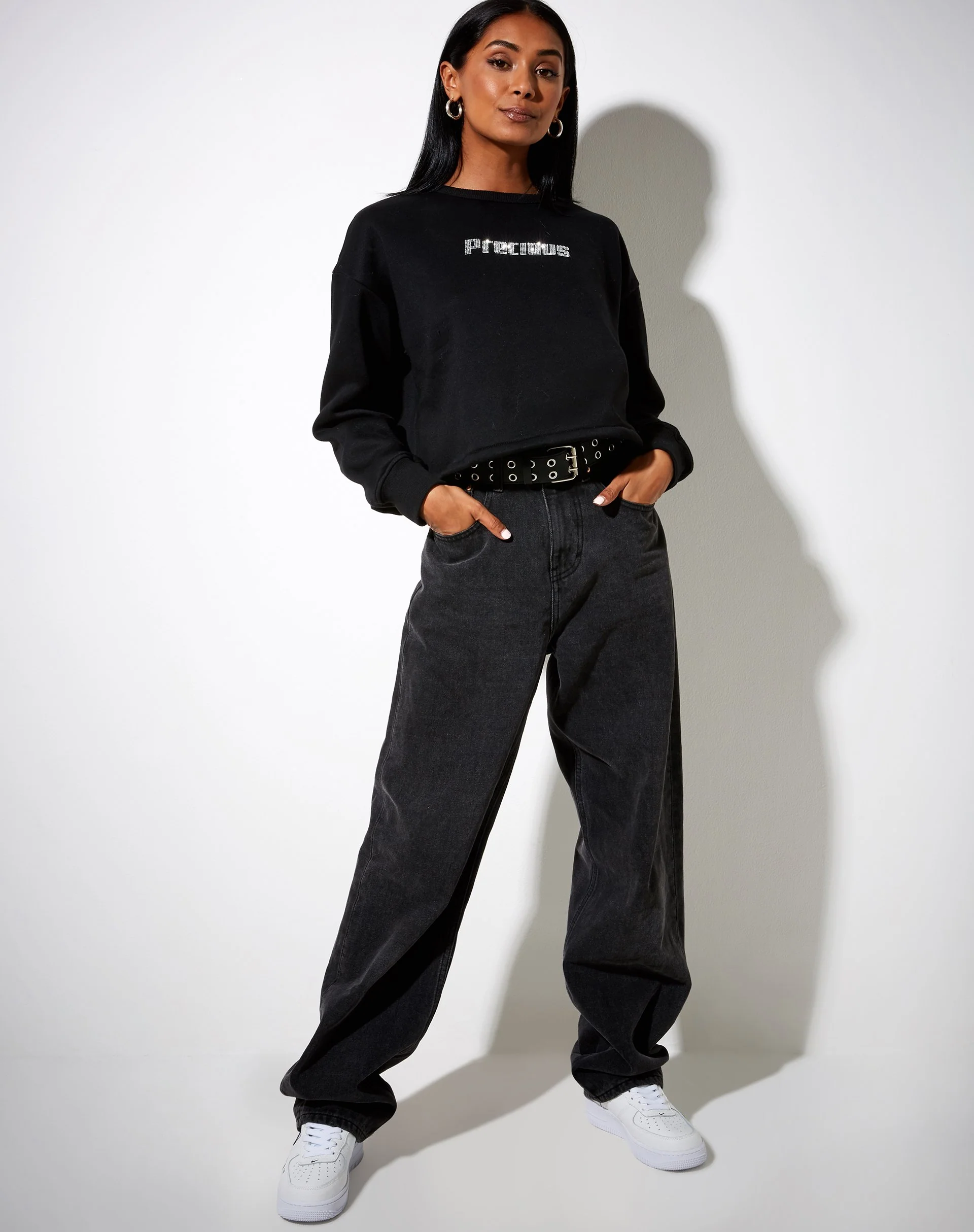 Glora Sweatshirt in Schwarz 'Precious' Hotfix - Image 3