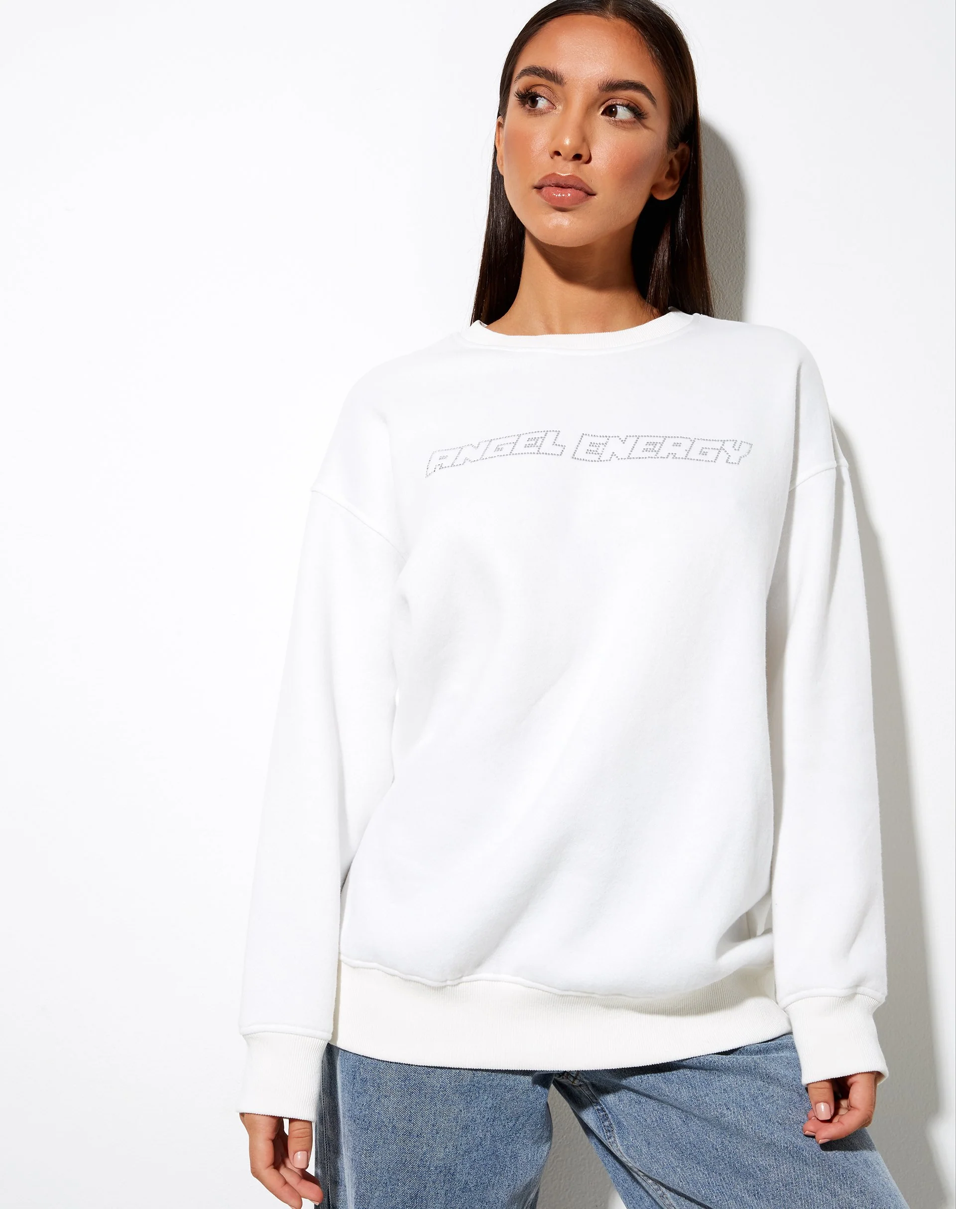 Glowee Sweatshirt in Warmweiß 'Angel Energy' Hotfix