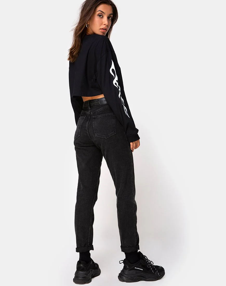 Gocea Crop Top in Schwarz mit weißem Tribal - Image 5