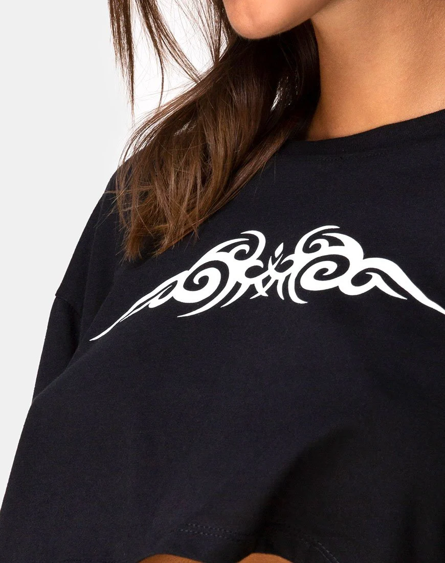 Gocea Crop Top in Schwarz mit weißem Tribal - Image 6