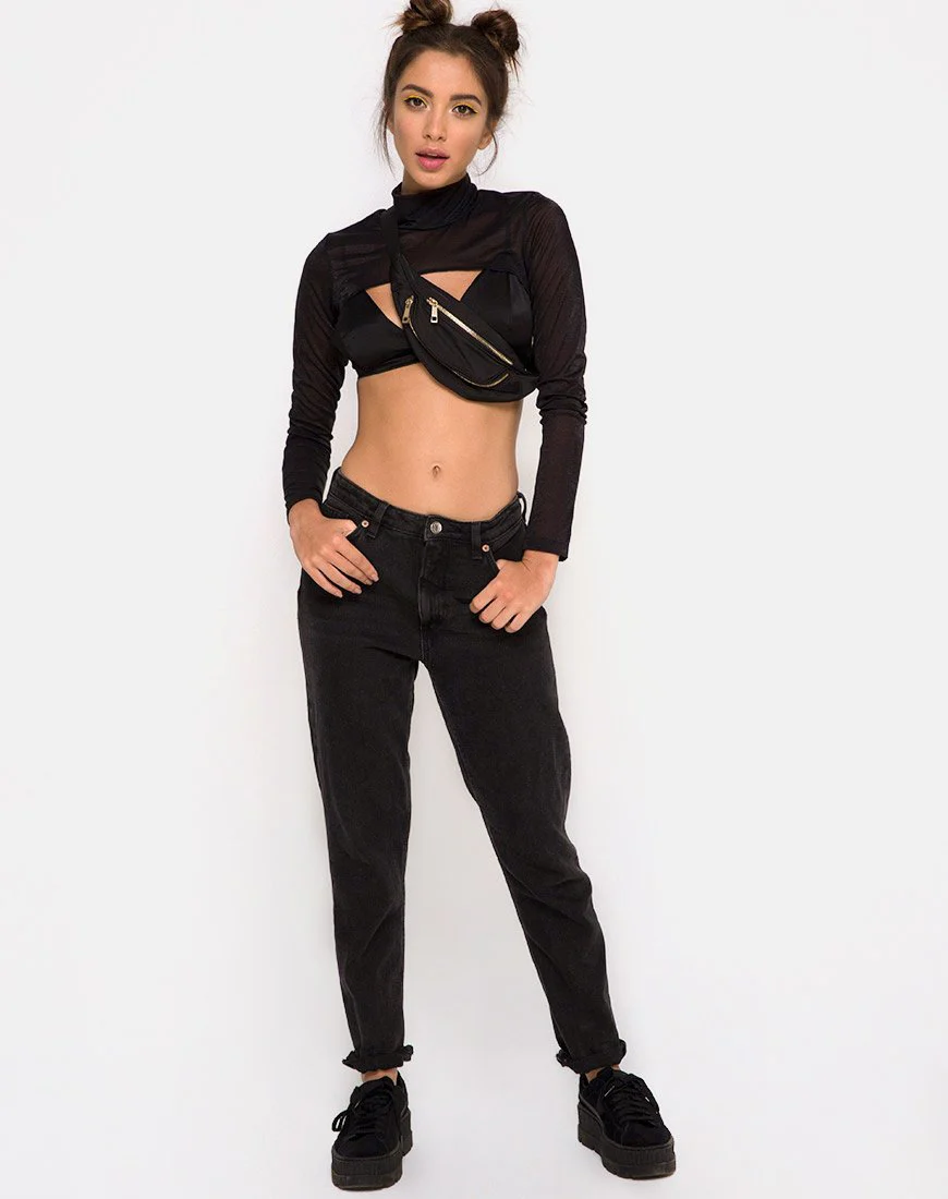 Gola Top aus transparentem Mesh Schwarz - Image 3