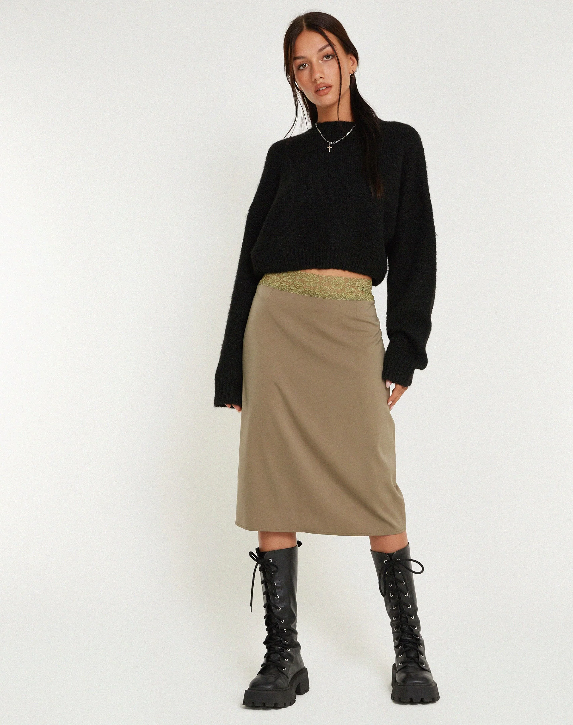 Golda Midirock aus Satin Avocado - Image 2