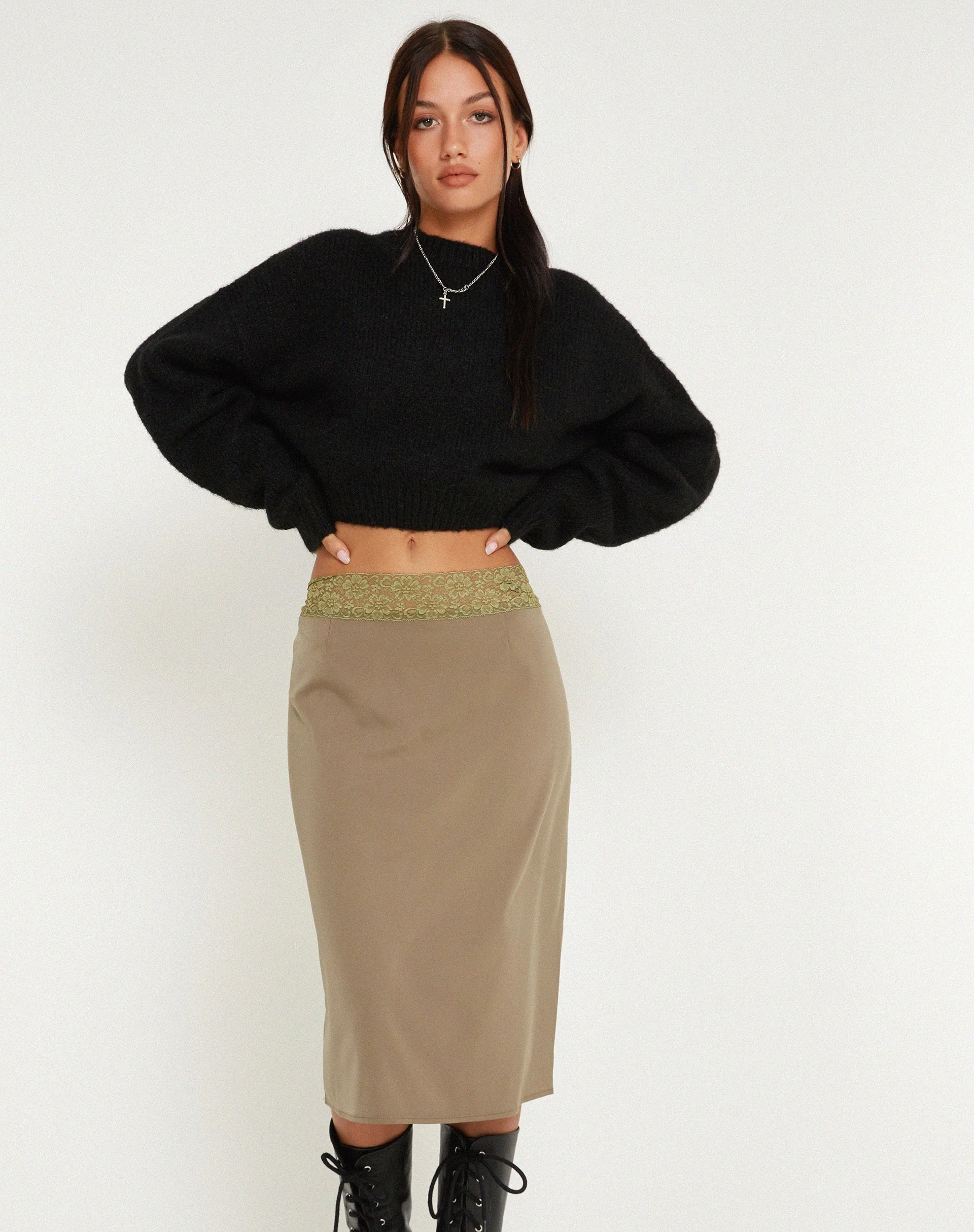 Golda Midirock aus Satin Avocado - Image 5