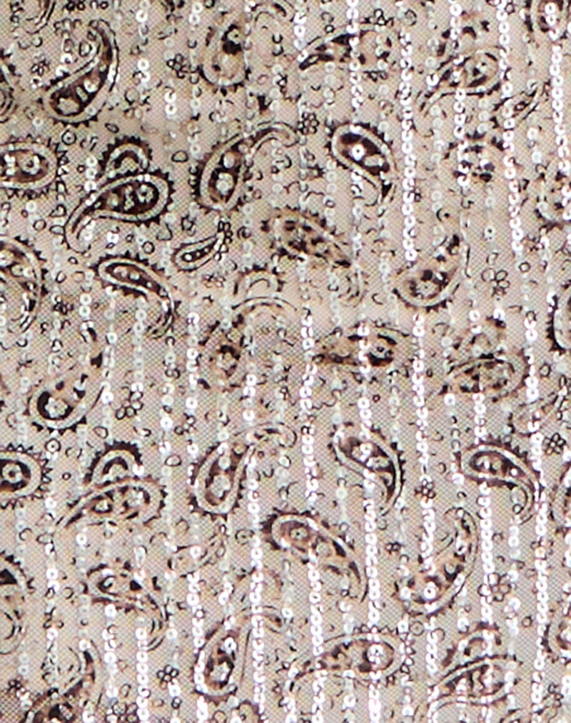 Govinda Mini Skirt in Paisley Sequin Gold - Image 6