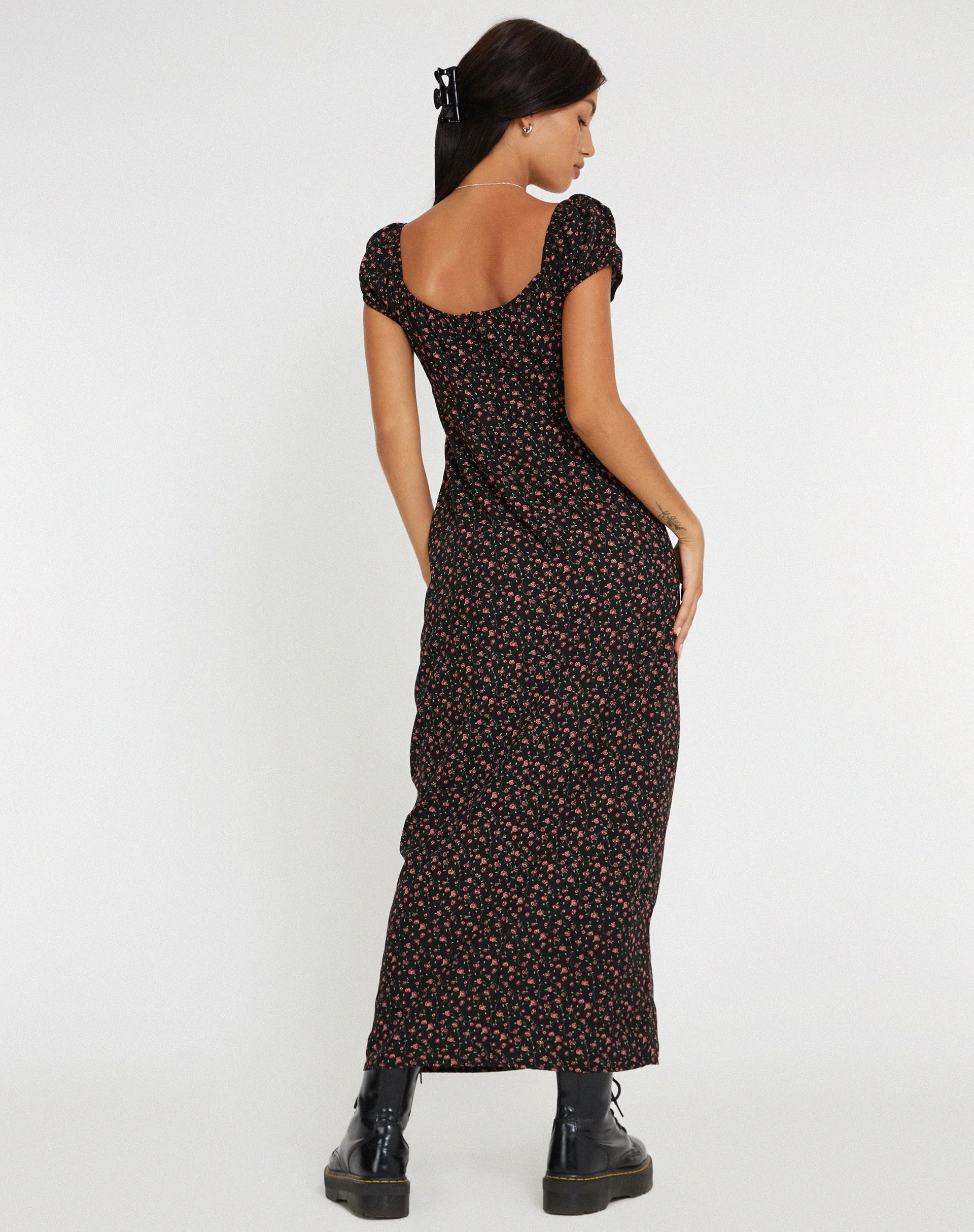 Grace Maxikleid in Dunkelrosa Rosa Schwarz - Image 2