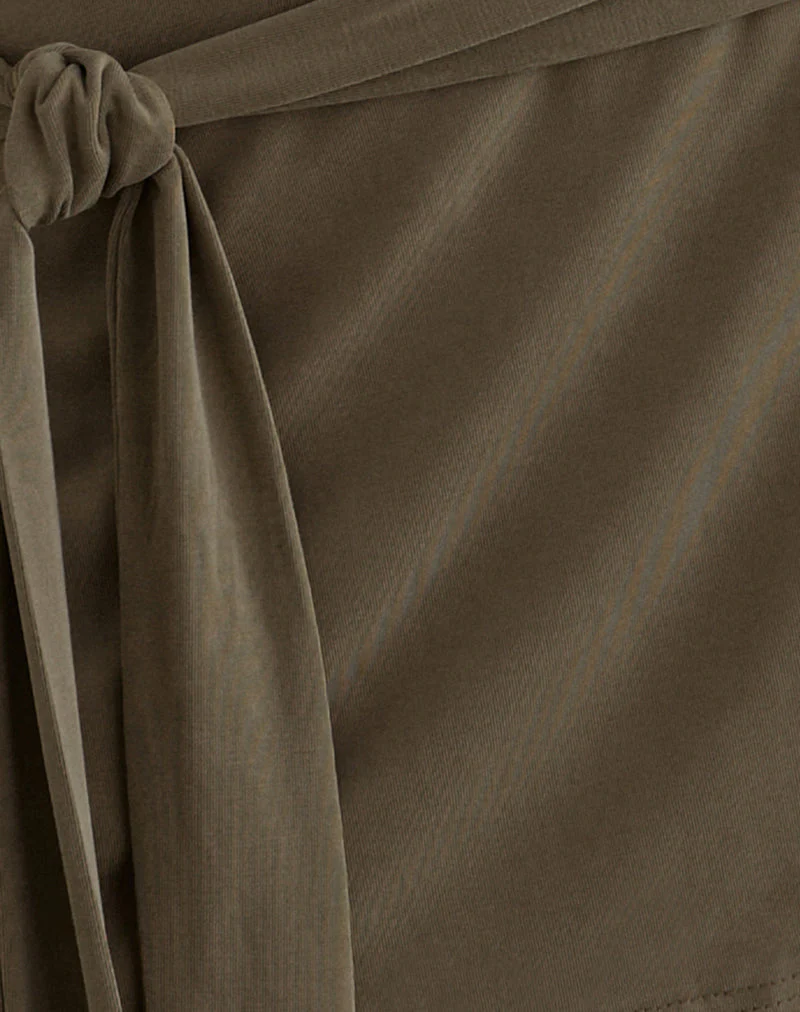 Grecia Tie Minirock aus Cupro in Khaki - Image 6