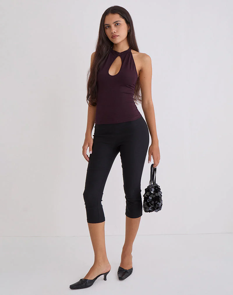 Gretita Top mit hohem Kragen aus Jersey Redwood
