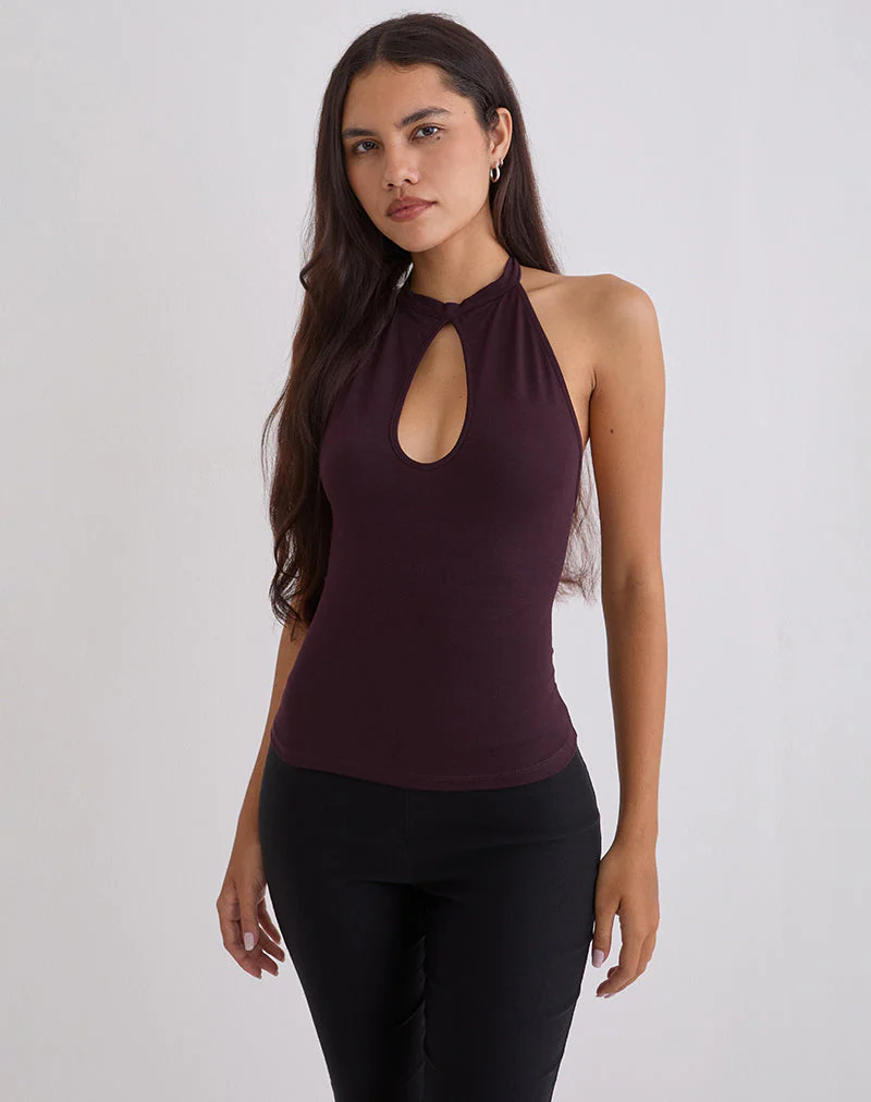 Gretita Top mit hohem Kragen aus Jersey Redwood - Image 2
