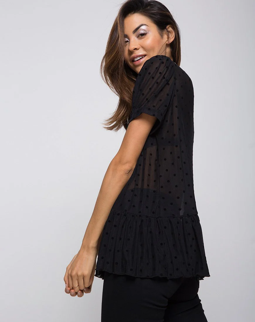 Gretta Top aus Polka-Netz Schwarz - Image 2