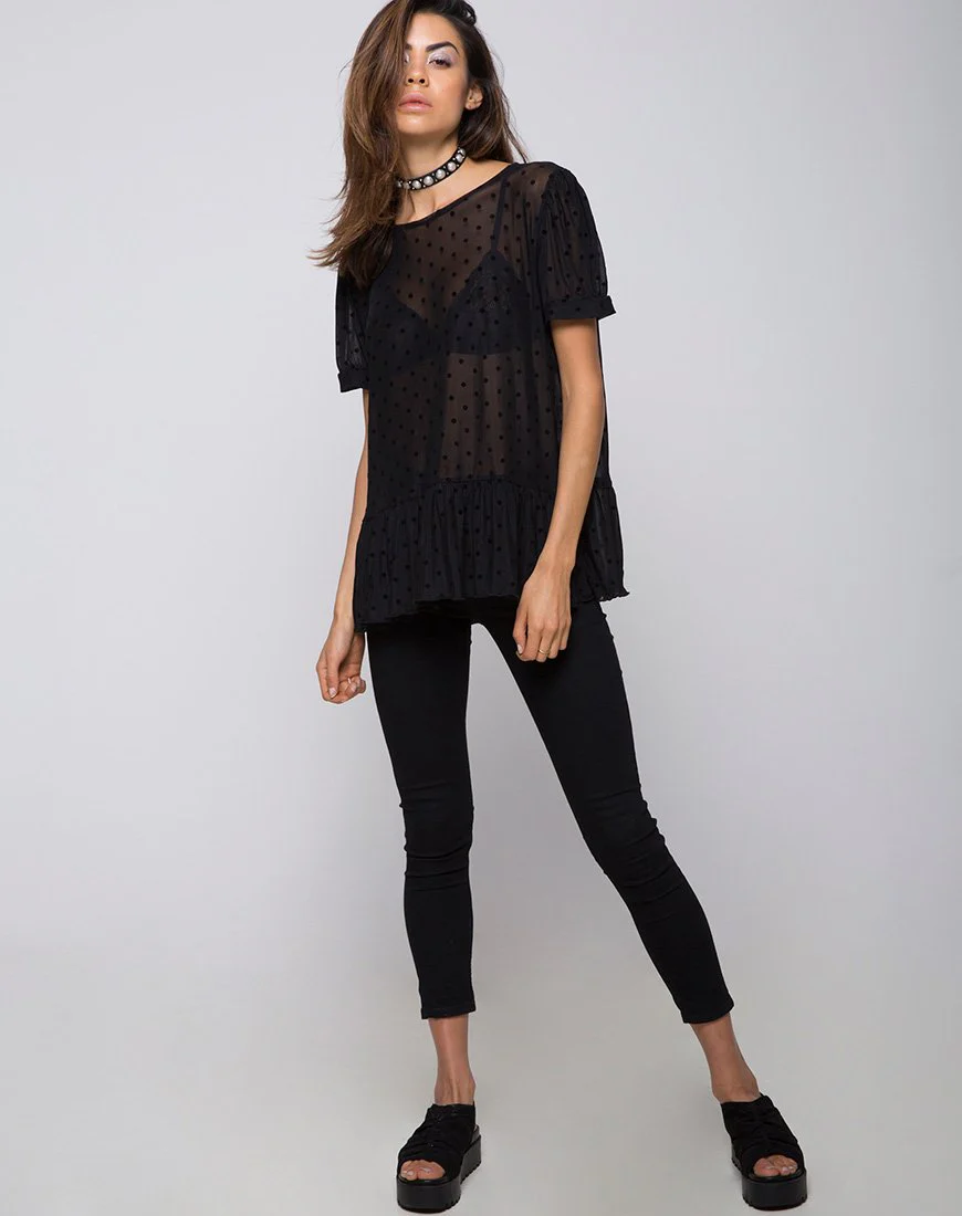 Gretta Top aus Polka-Netz Schwarz - Image 3