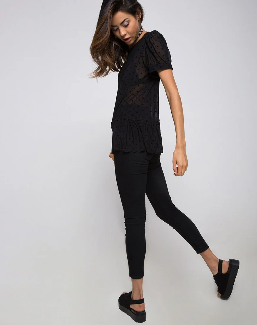 Gretta Top aus Polka-Netz Schwarz - Image 4