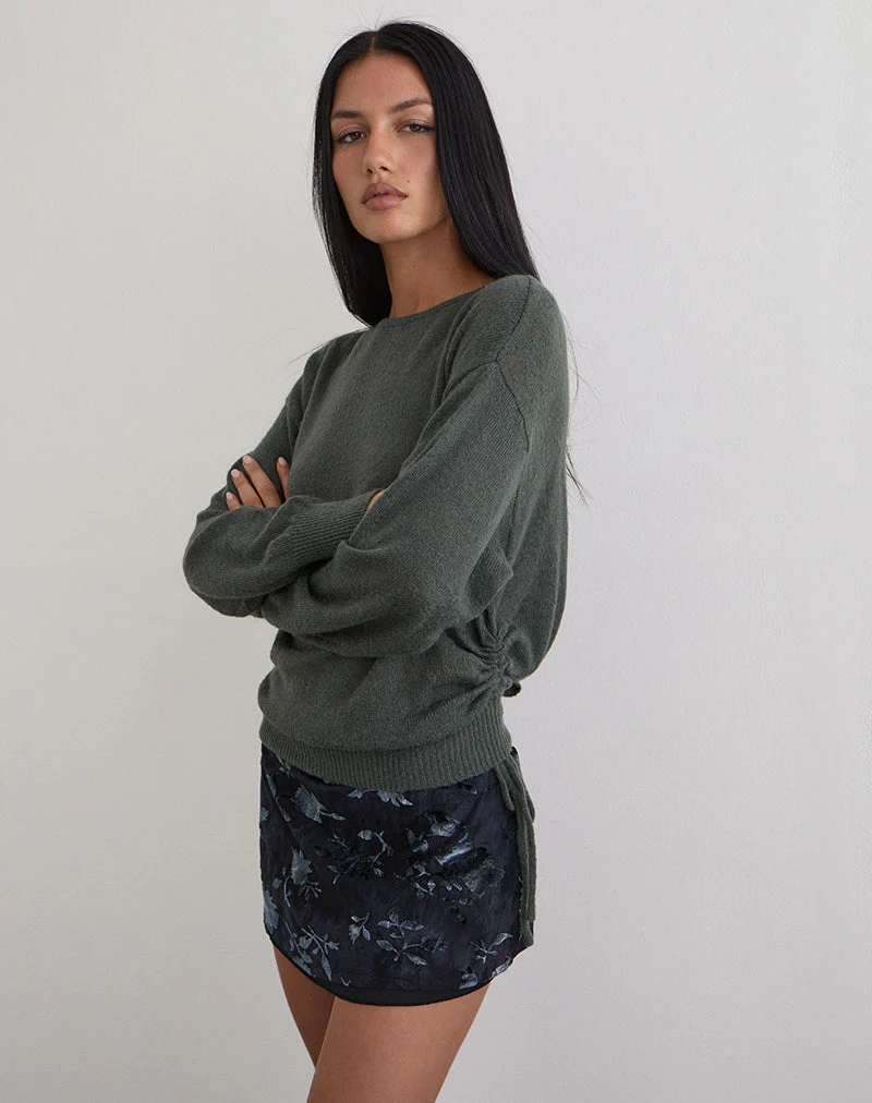 Grisha Langärmeliges Strickoberteil in Grau Smokey Green - Image 2
