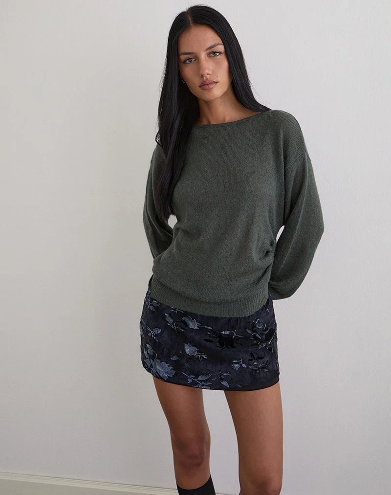 Grisha Langärmeliges Strickoberteil in Grau Smokey Green - Image 5