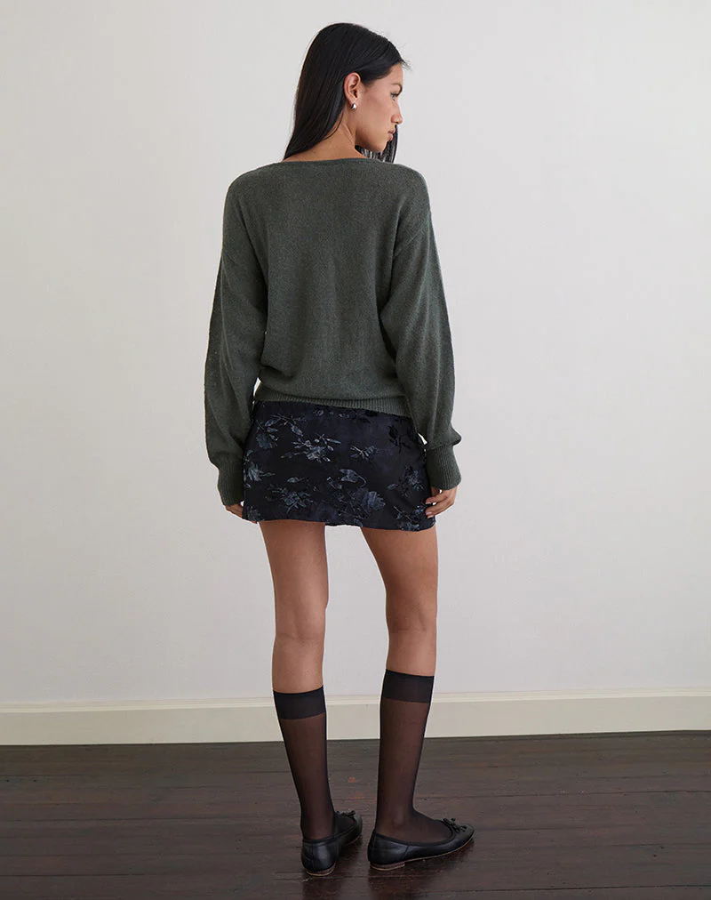 Grisha Langärmeliges Strickoberteil in Grau Smokey Green - Image 6