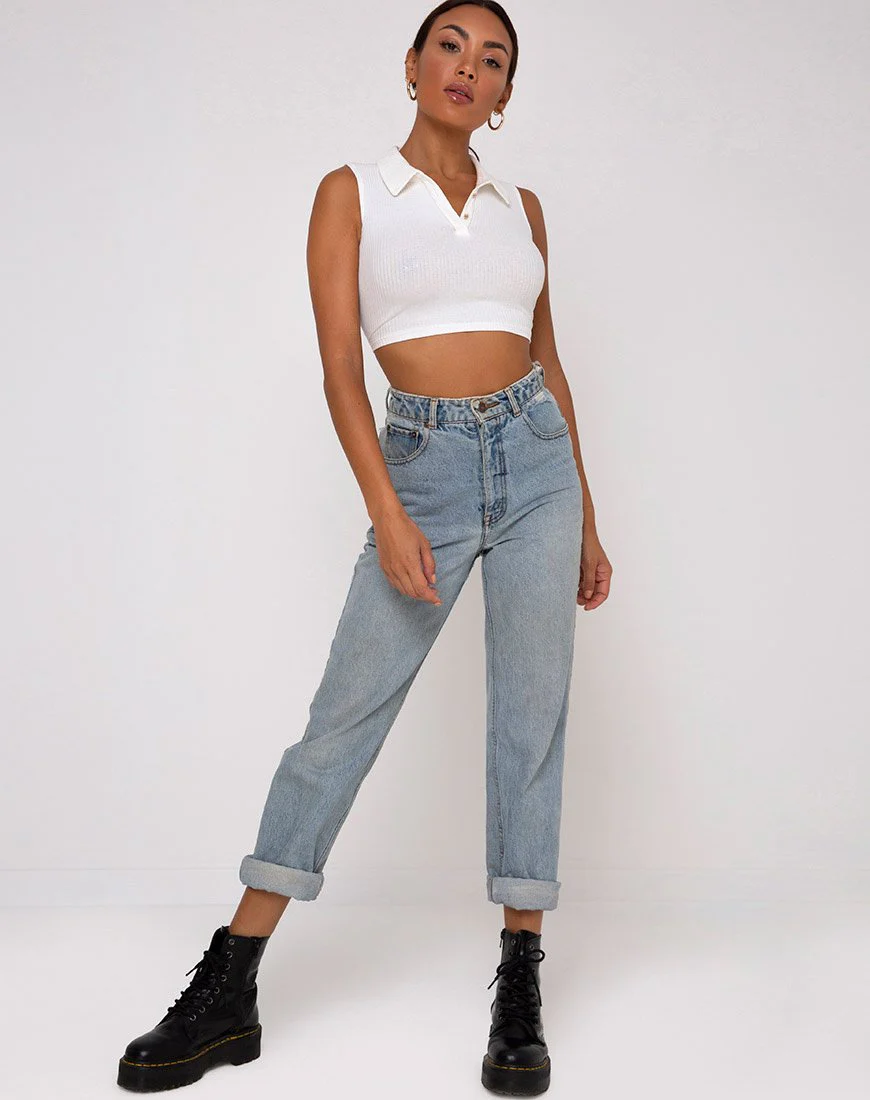 Guaco Crop Top in Rippe elfenbein - Image 4