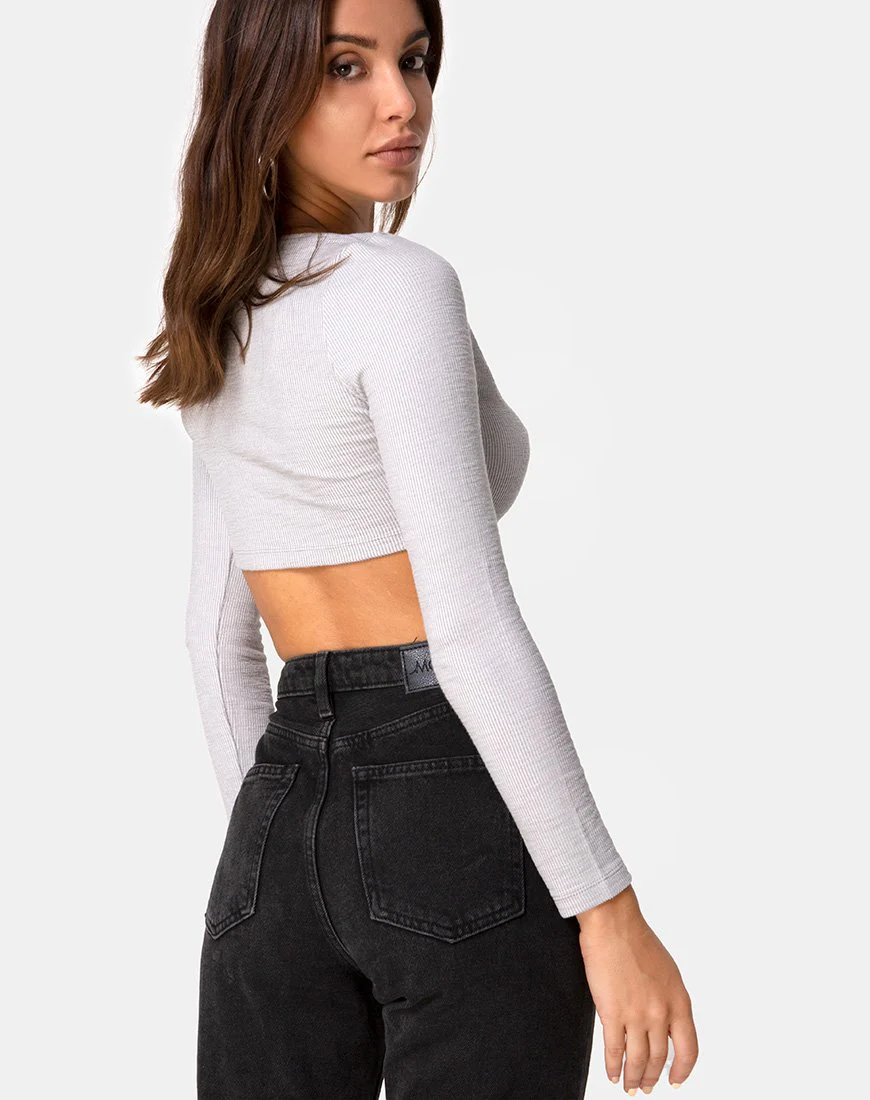 Guan Crop Top aus Rippe Grau - Image 2