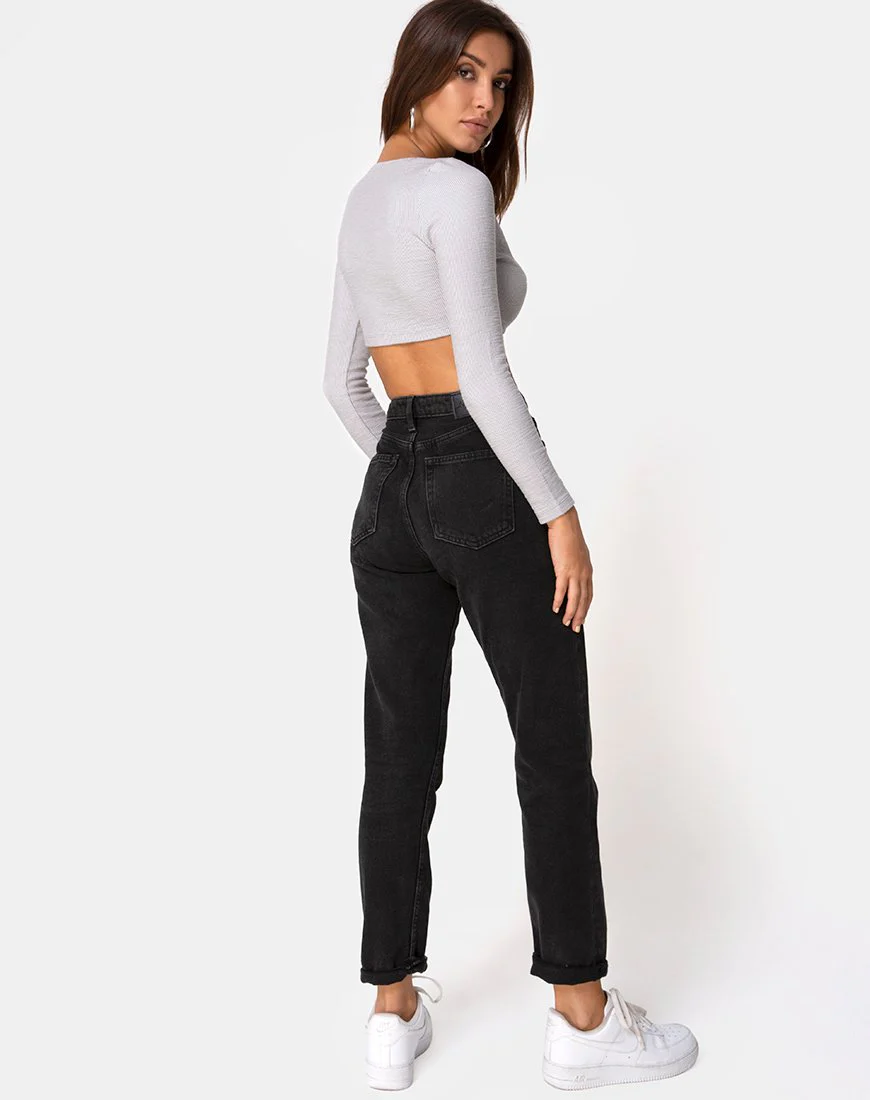 Guan Crop Top aus Rippe Grau - Image 4