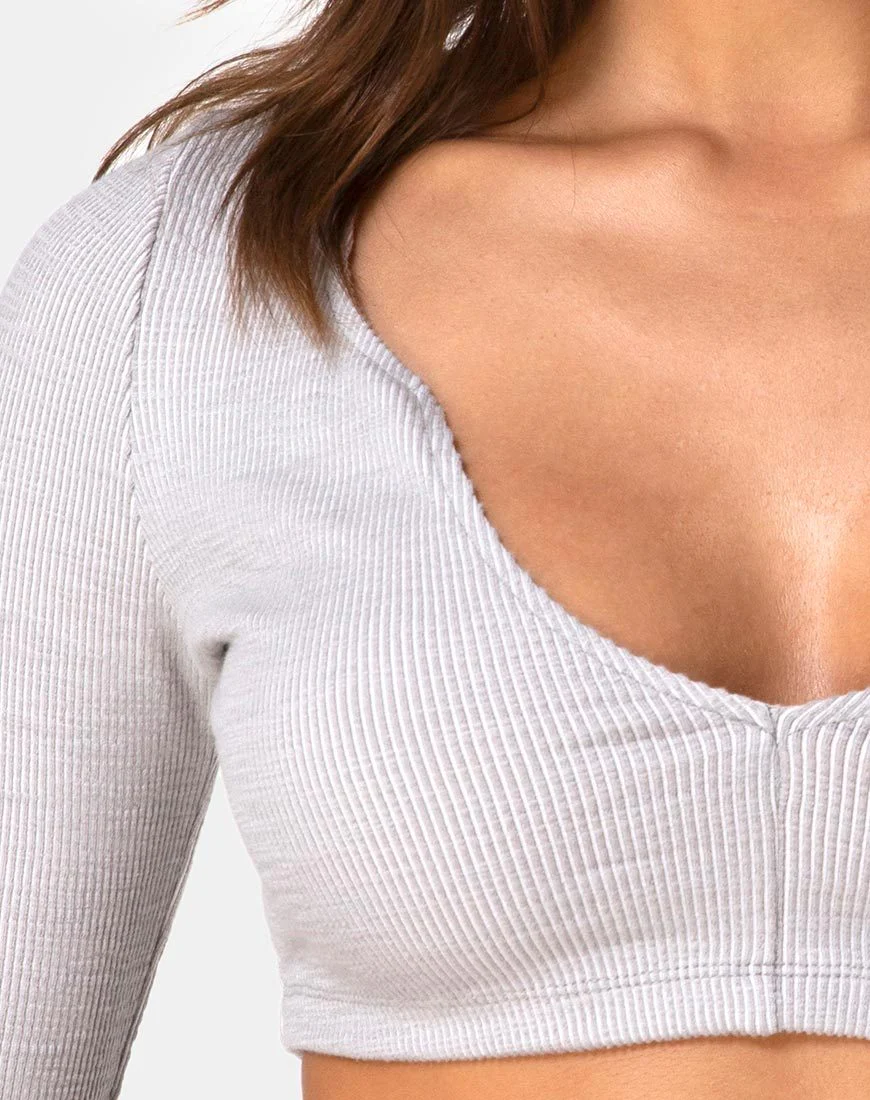 Guan Crop Top aus Rippe Grau - Image 5