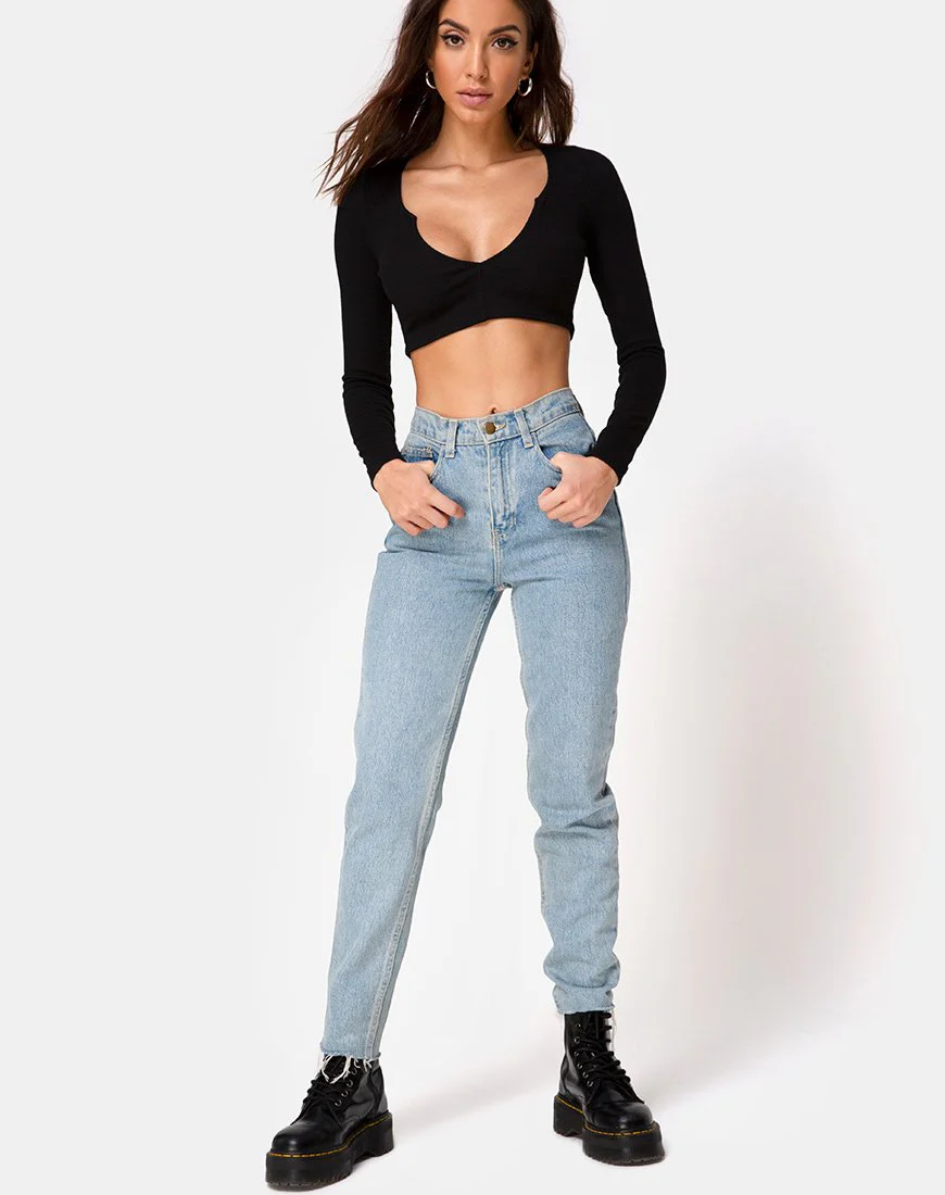 Guan Crop Top aus Rippe Schwarz - Image 3
