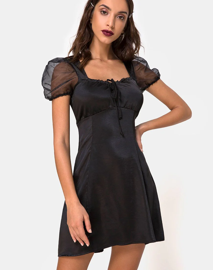 Guenelle Kleid aus schwarzem Satin - Image 2
