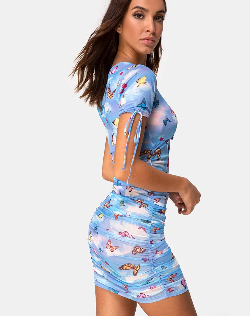 Guenetta Kleid aus blauem Mesh Butterfly - Image 2