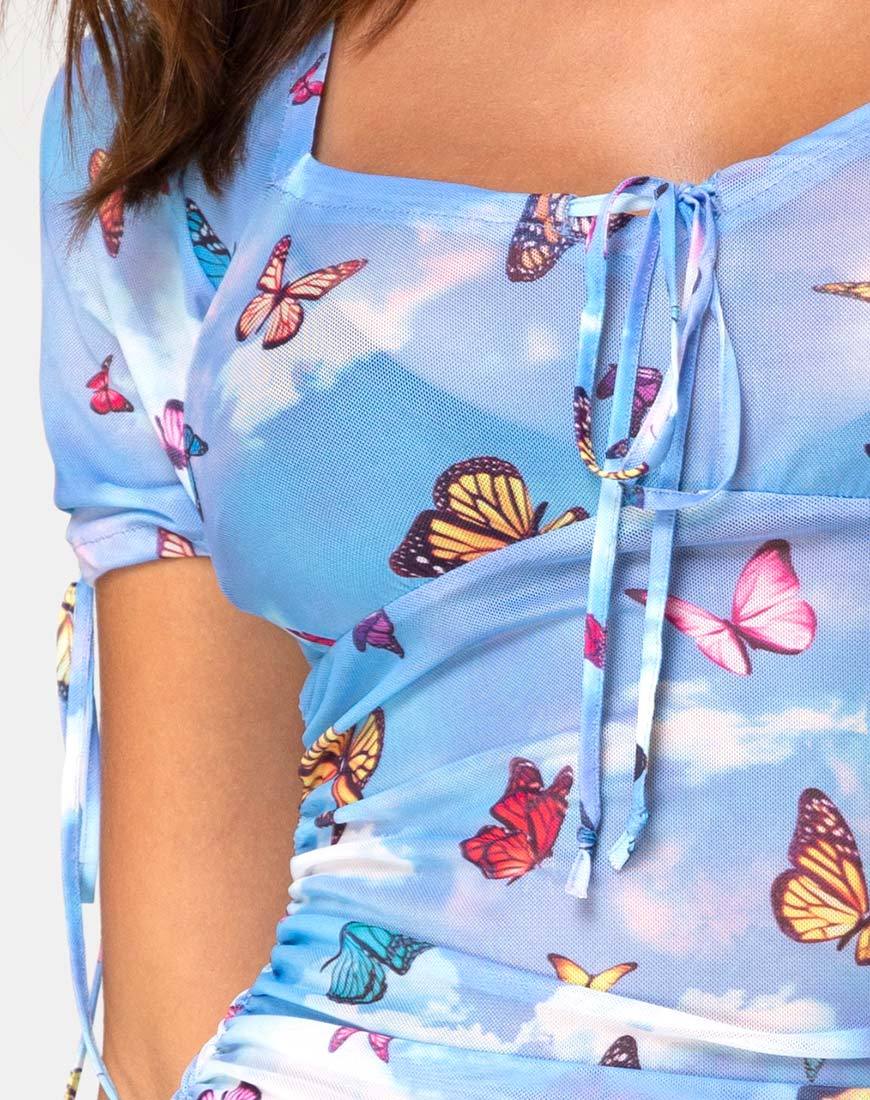 Guenetta Kleid aus blauem Mesh Butterfly - Image 5