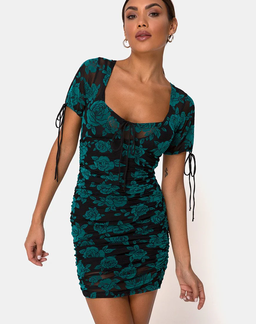 Guenetta Minikleid in romantischem Rosa Flock Teal - Image 3