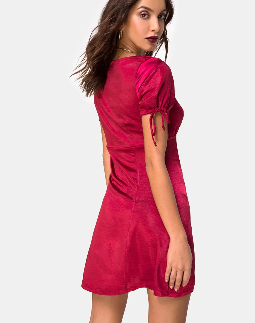 Guenette Kleid in Satin Kirsche - Image 2