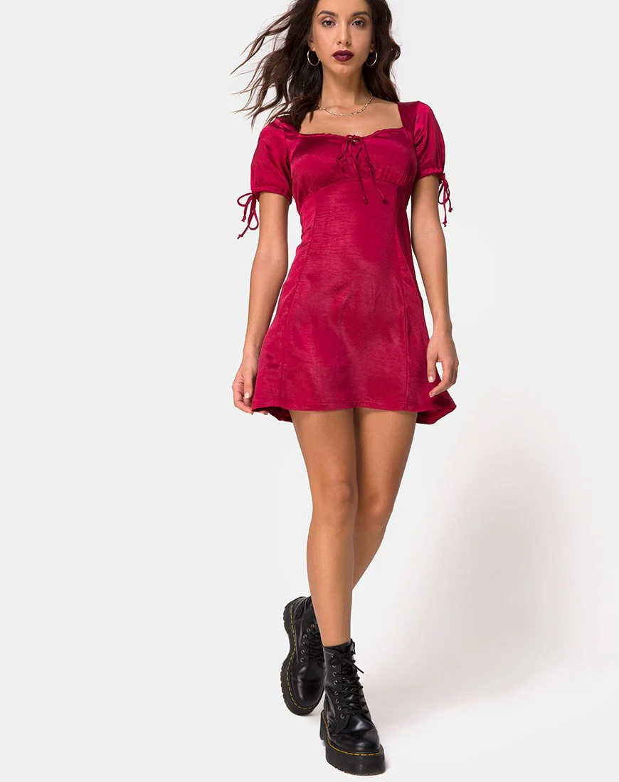 Guenette Kleid in Satin Kirsche - Image 3