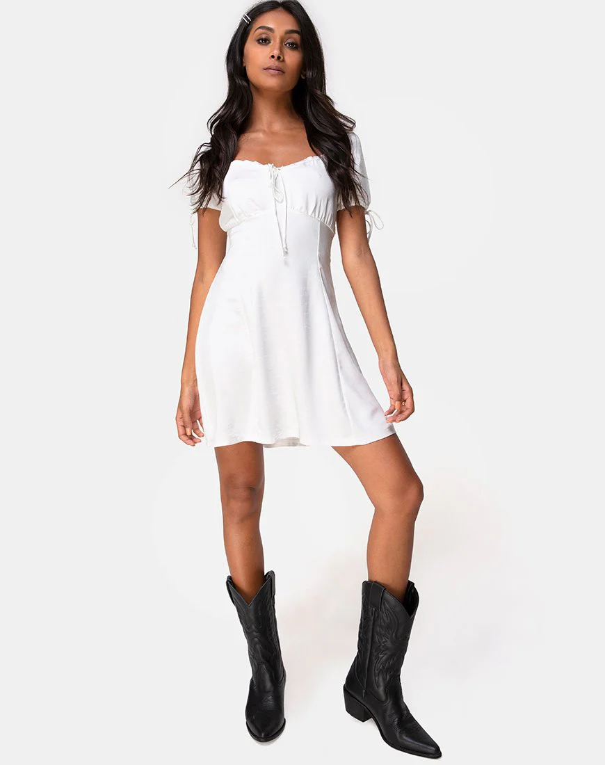 Guenette Kleid aus elfenbeinfarbenem Satin - Image 5