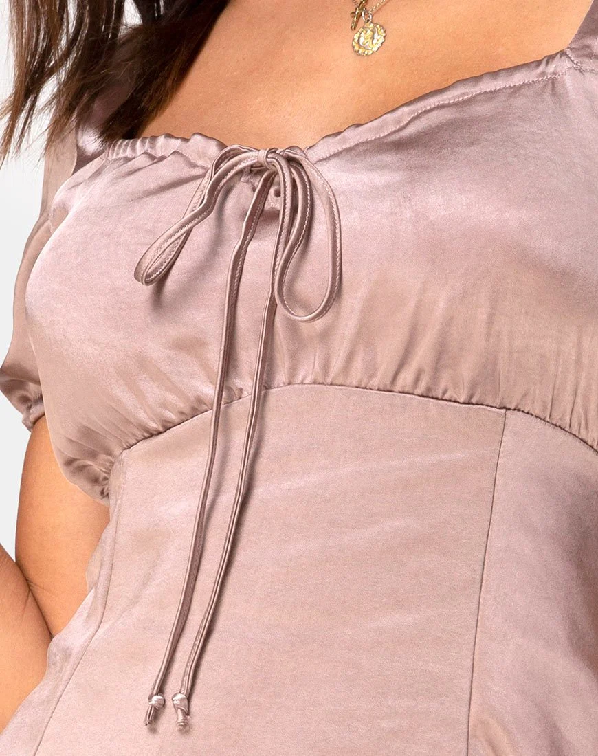Guenette Kleid aus Satin Taupe - Image 5