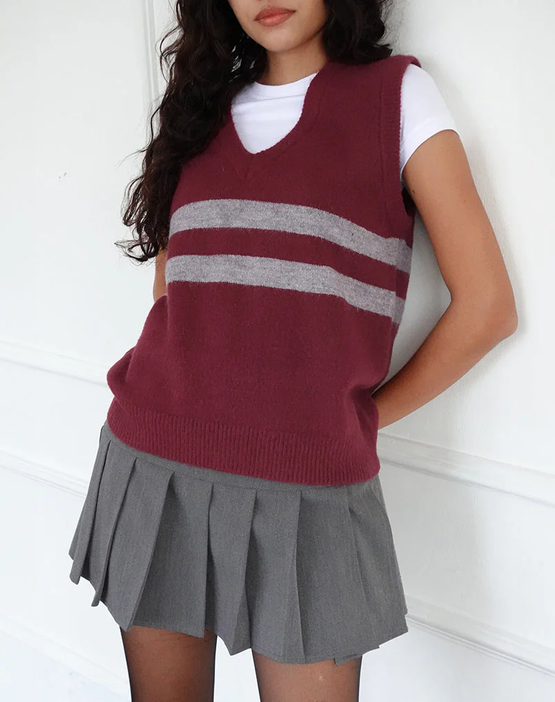 Guria Weste in Kastanienrot mit grauen Streifen - Image 3