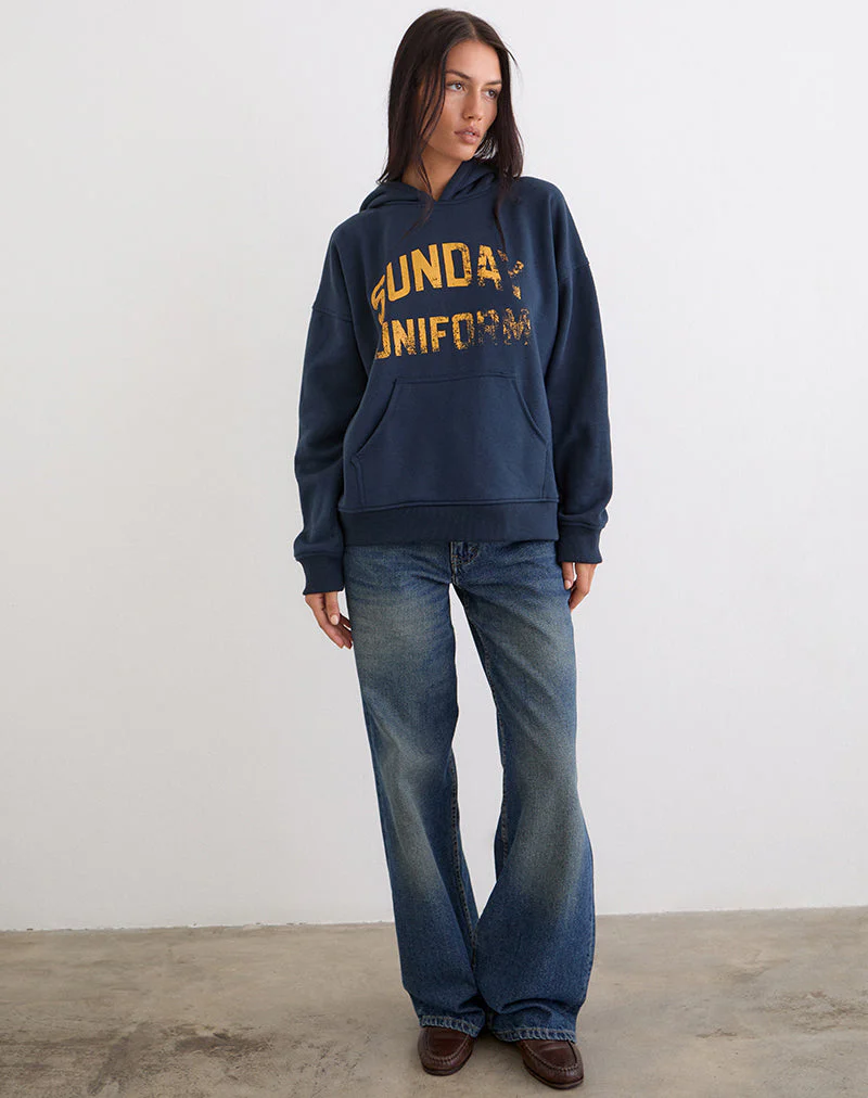 Guyton Hoodie in Navy with Sunday Uniform Graphic - Image 3