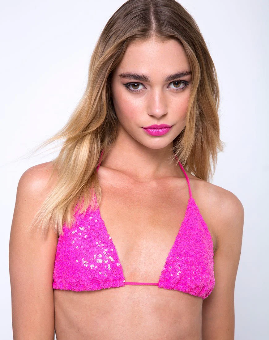 Gwen Bralet aus Mini-Pailletten Paris Rosa