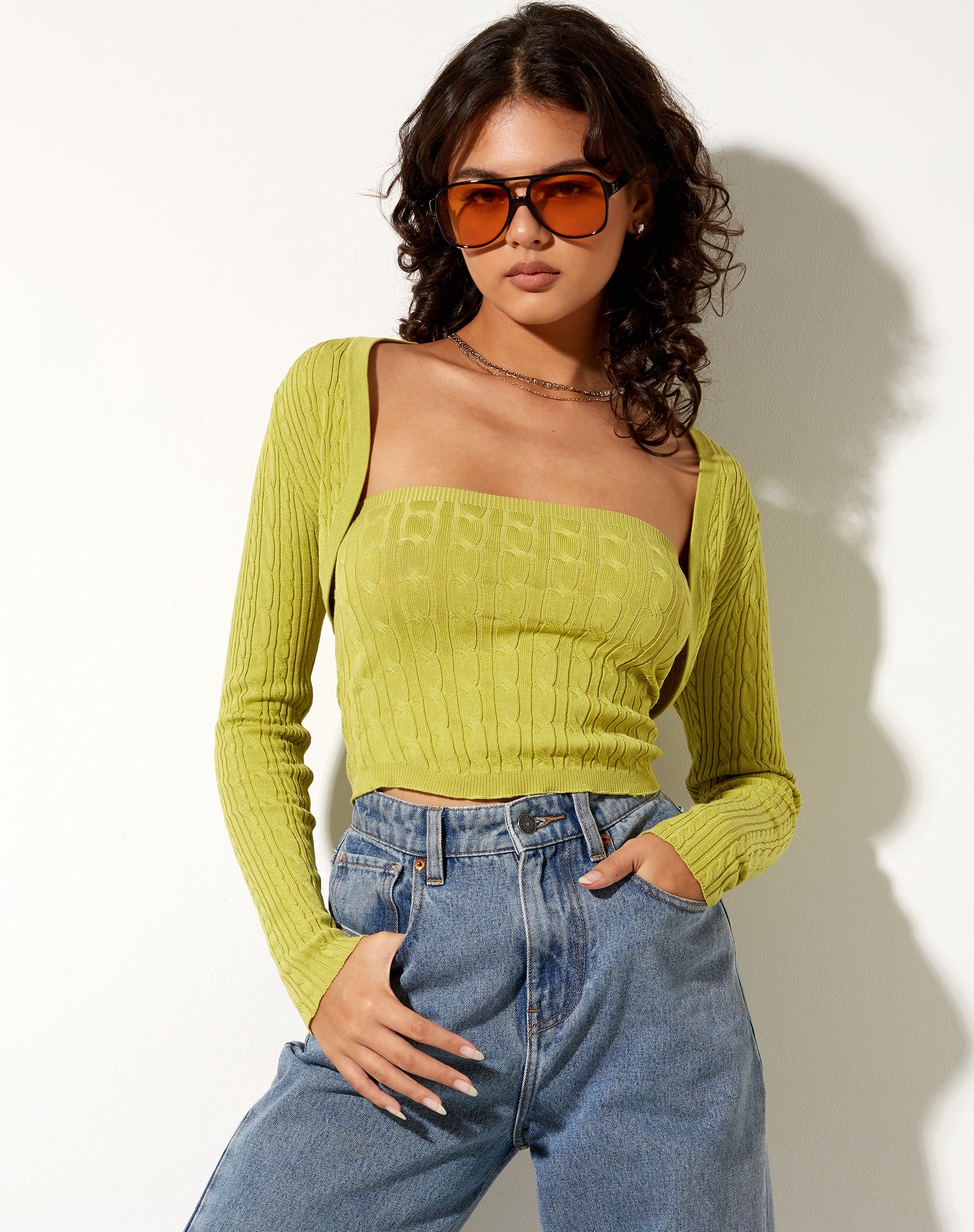 Gya Langarm-Top in Knit Olive - Image 5