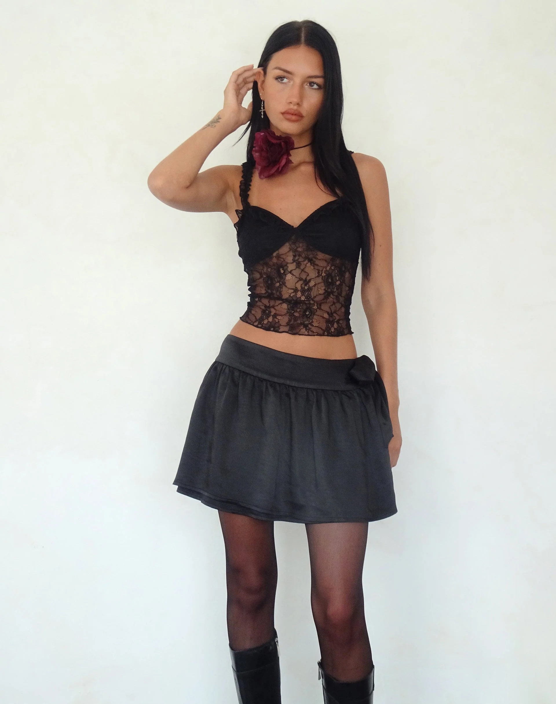Habema Wickelminirock aus Satin Schwarz - Image 2