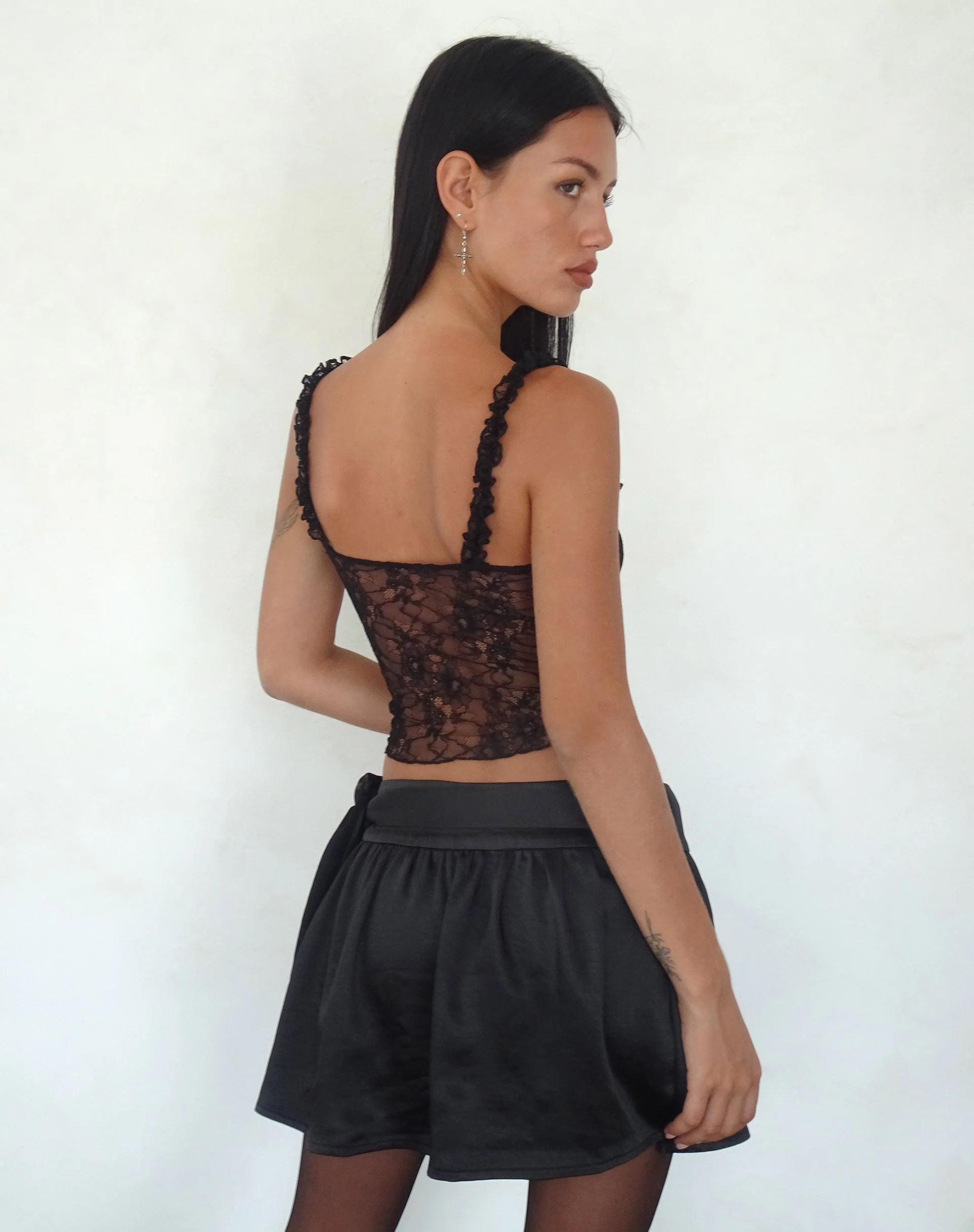 Habema Wickelminirock aus Satin Schwarz - Image 4