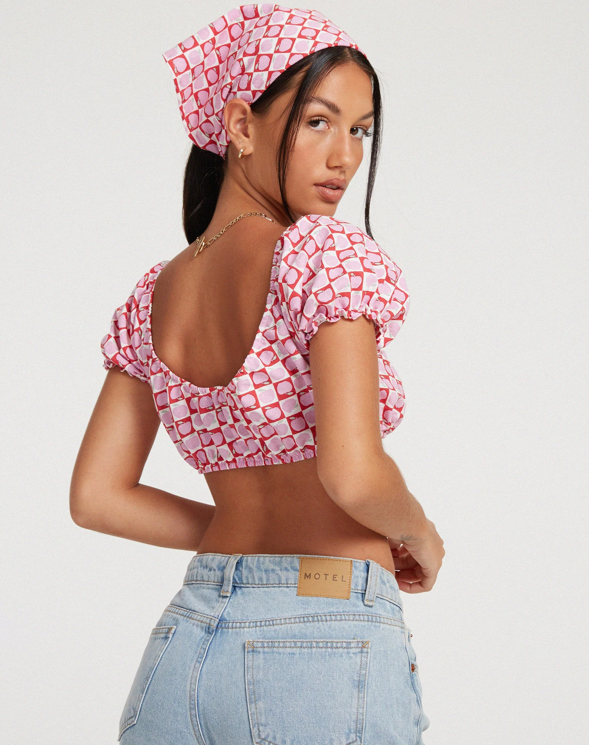 Haenji Crop Top aus Apfelkaro Blush Red - Image 2