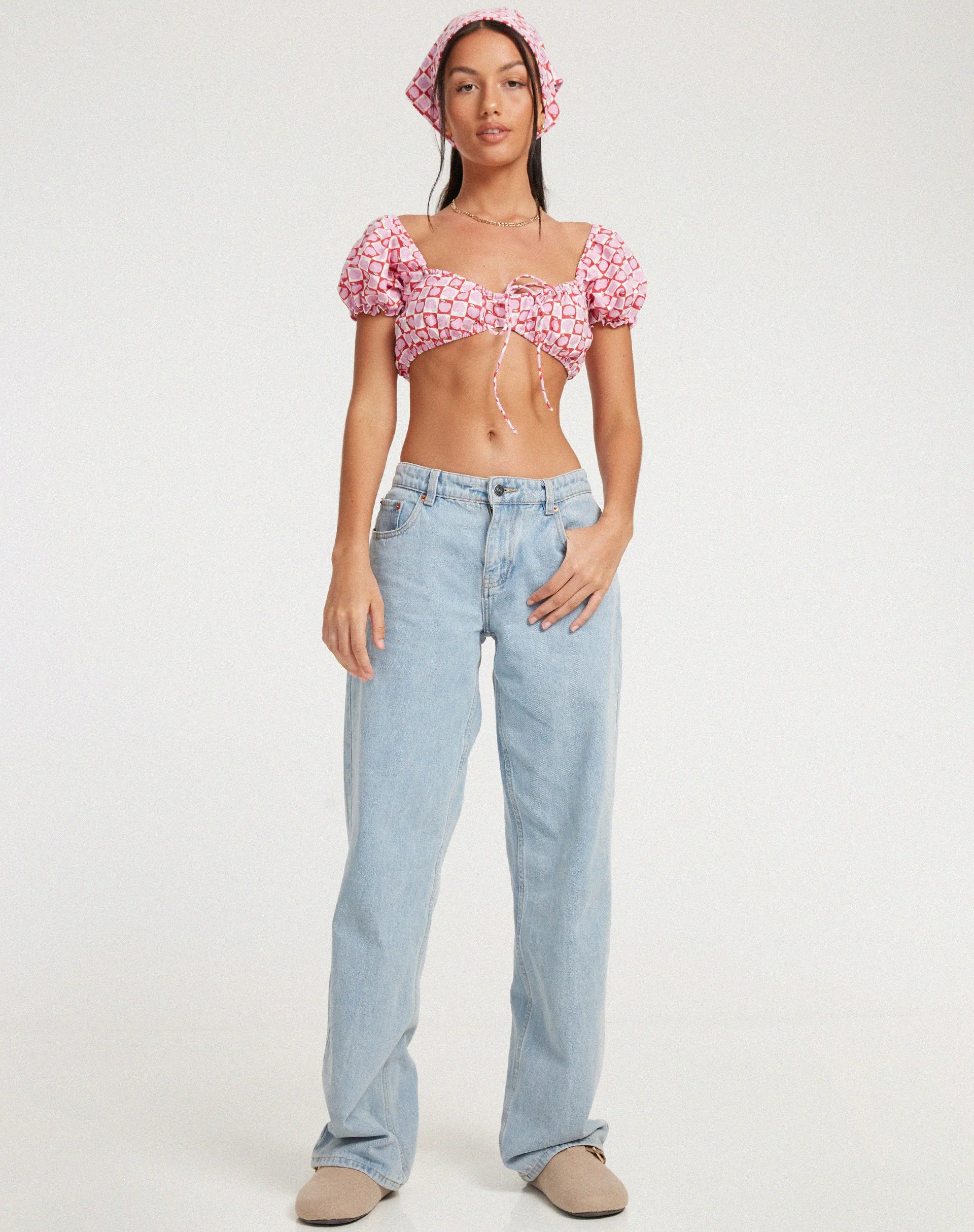 Haenji Crop Top aus Apfelkaro Blush Red - Image 3