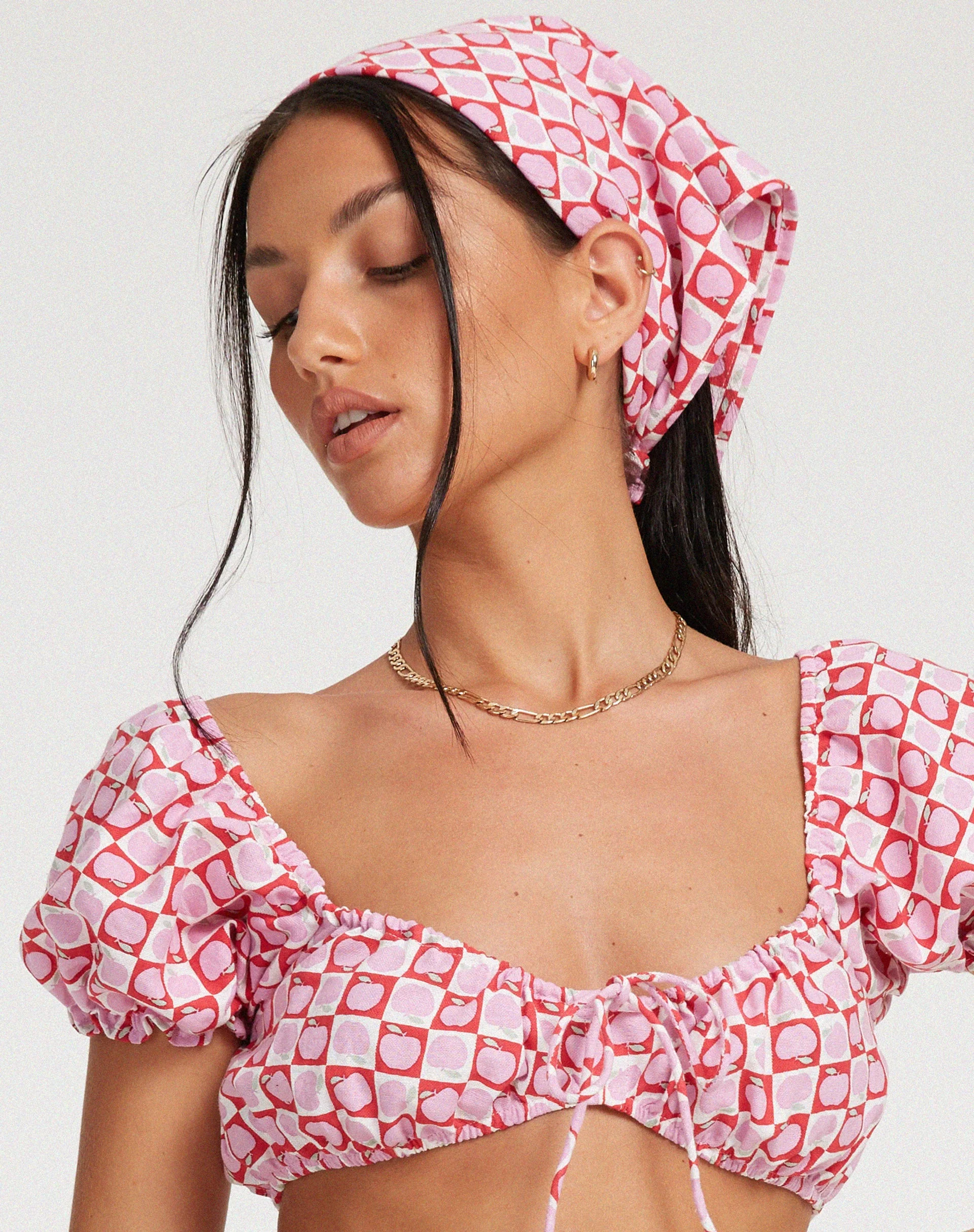 Haenji Crop Top aus Apfelkaro Blush Red - Image 4