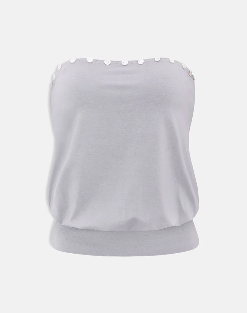 Hagar Top in Lila-Grau mit Perlmuttknöpfen - Image 3
