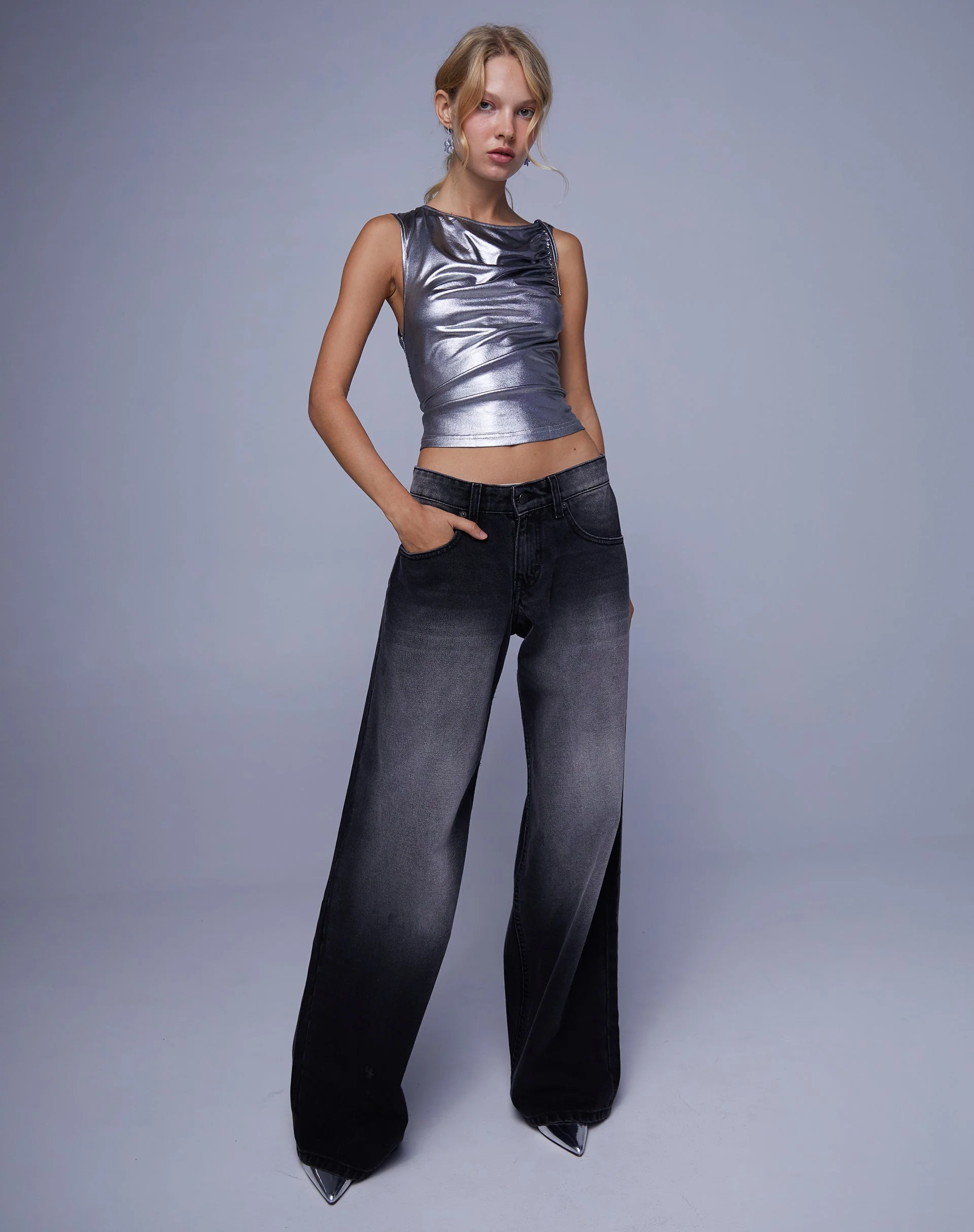 Hagne-Westenoberteil in Metallic-Silber - Image 4