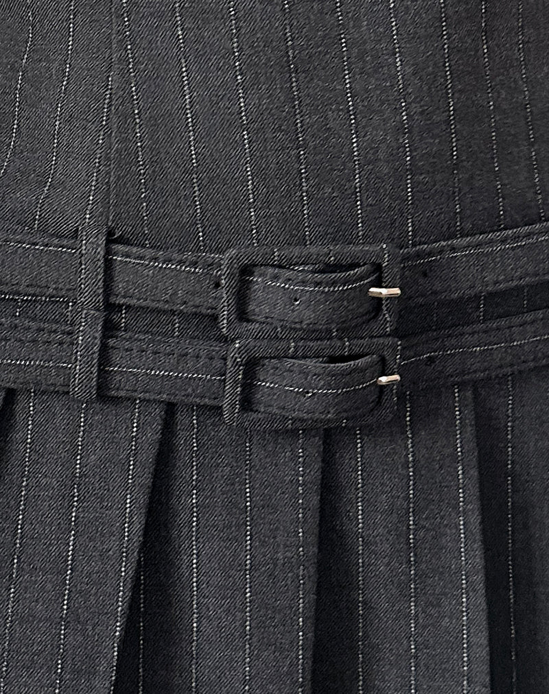 Haika Double Belt Minikleid in Anthrazit mit weißen Streifen - Image 6