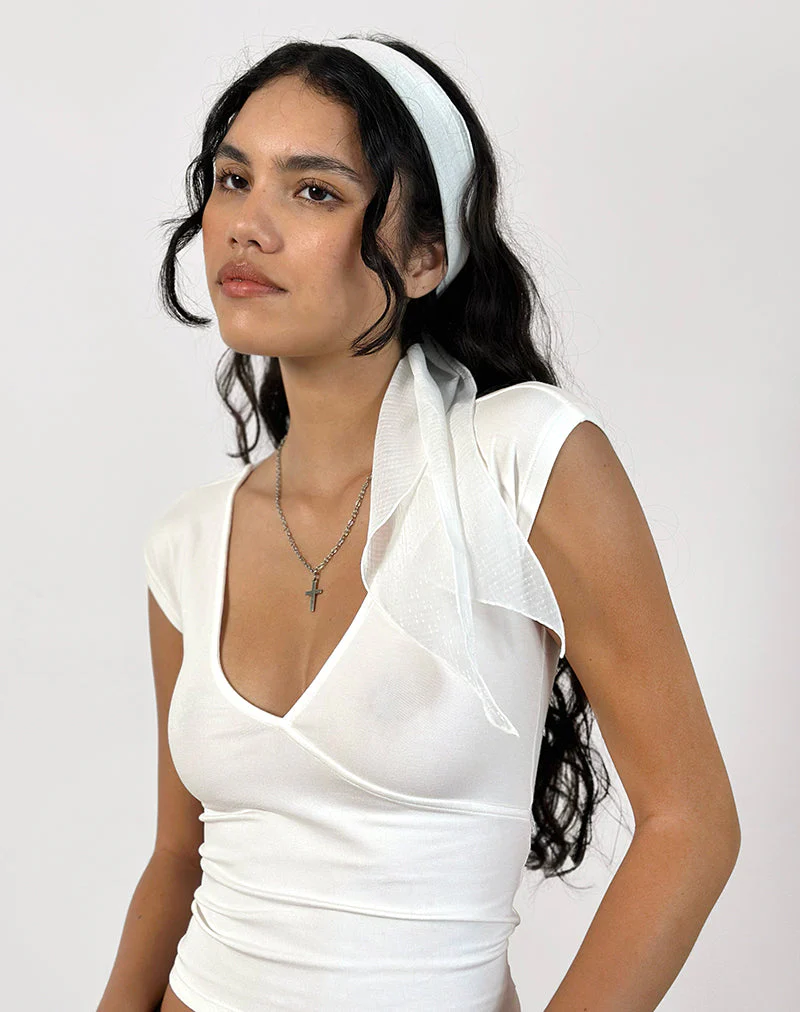 Haarband aus strukturiertem Chiffon Weiß - Image 4