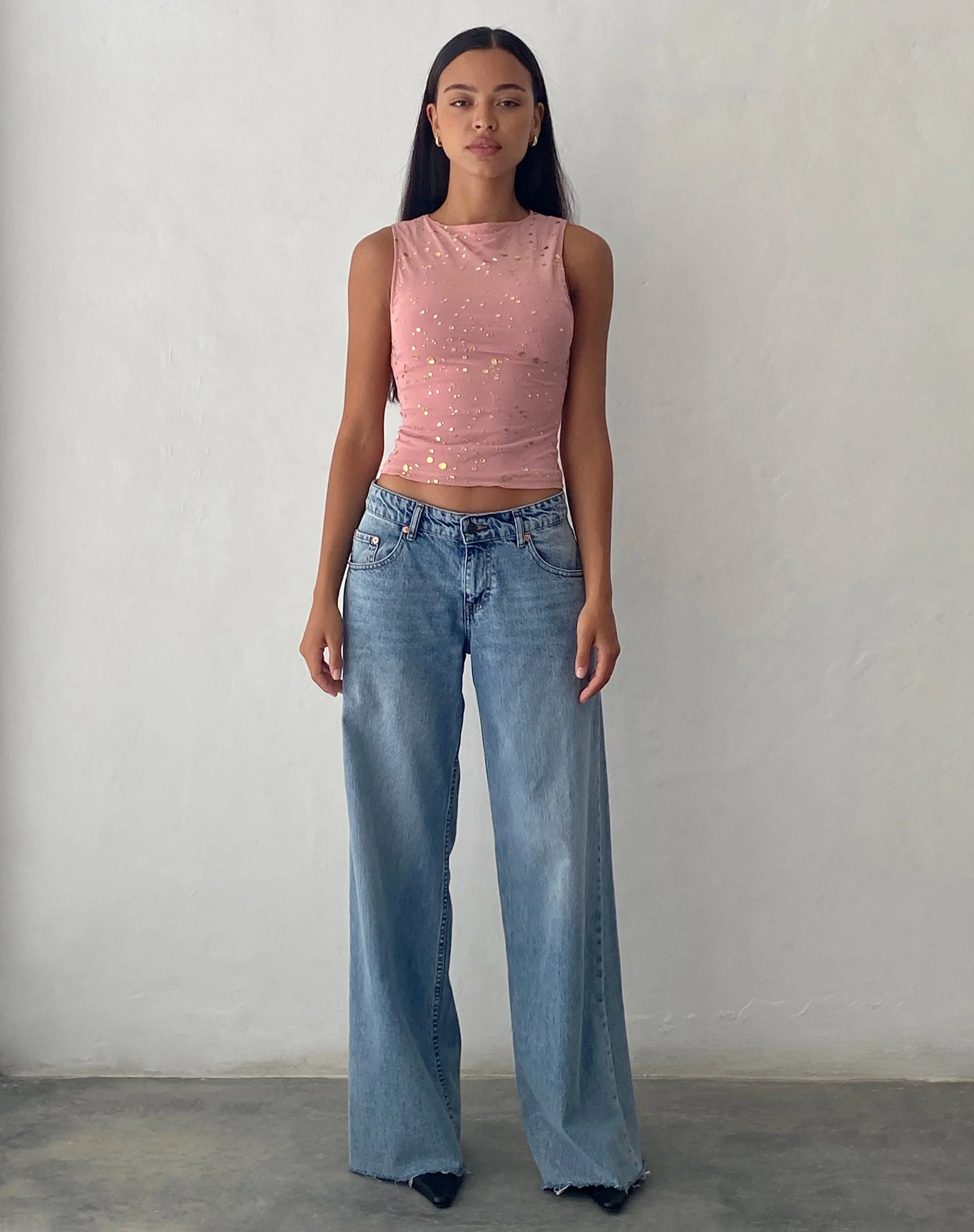 Hala Vest Top in Rosa mit Roségold-Folie - Image 4