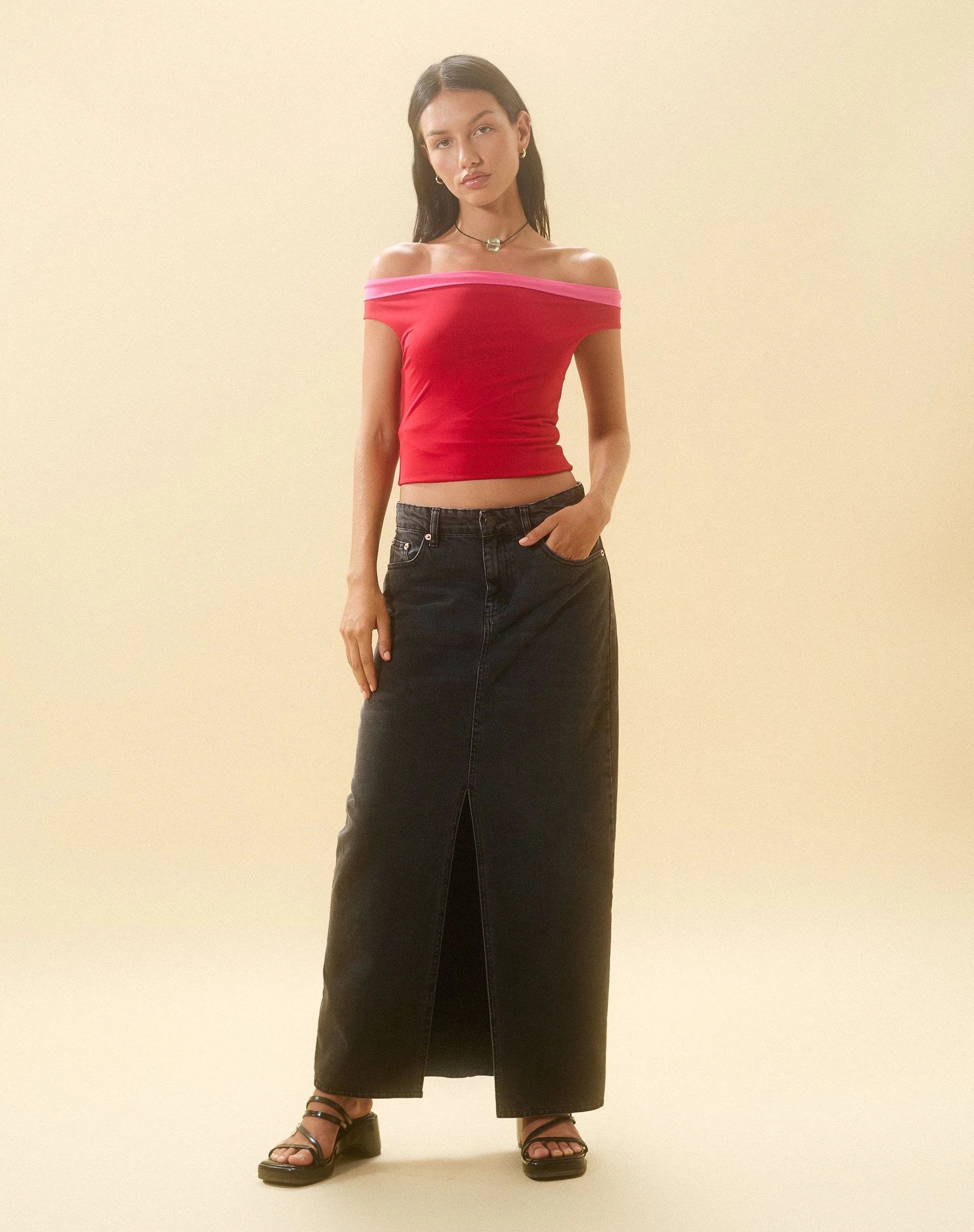Halle Bardot Top in Rot-Rosa - Image 5