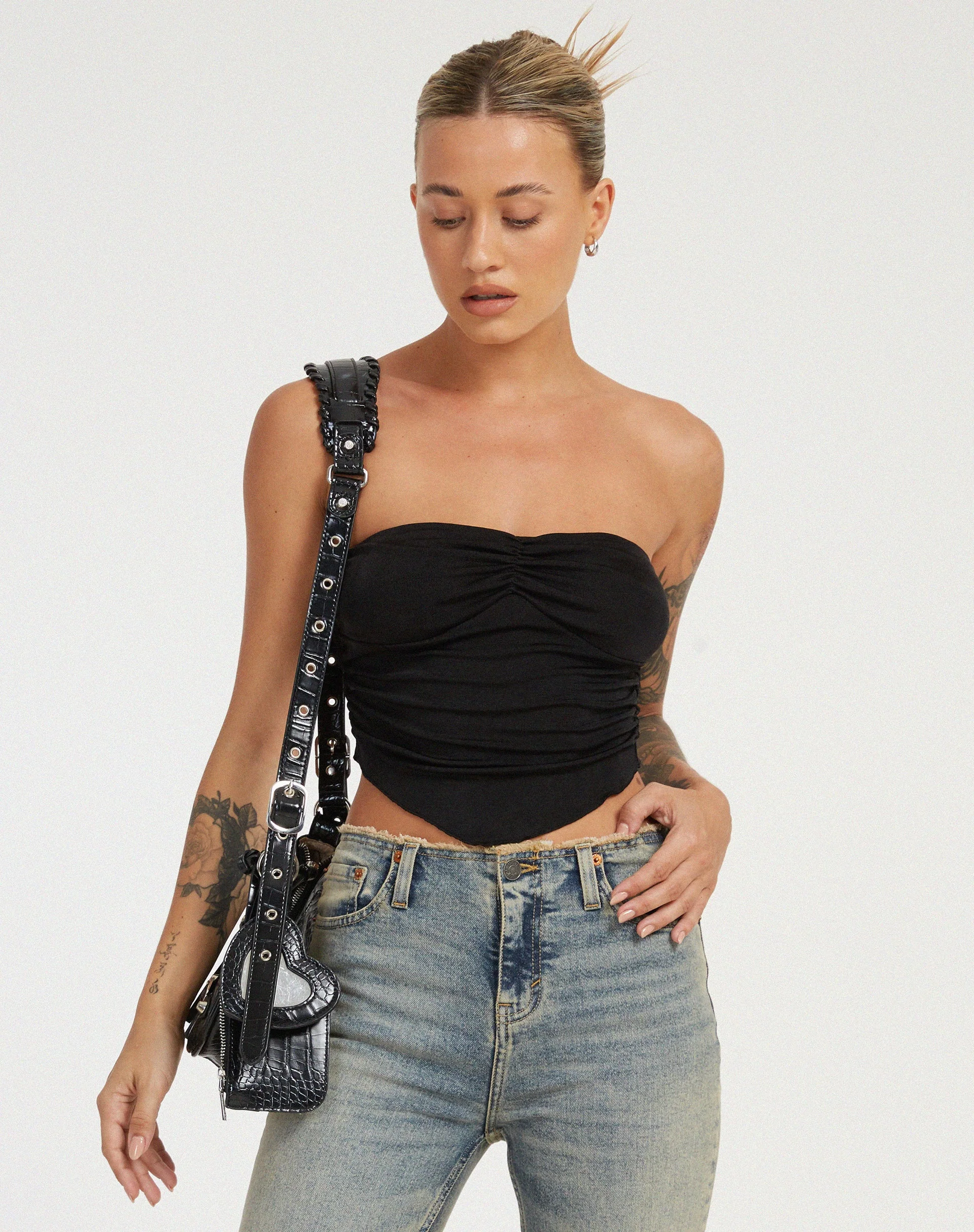 Hankru Bandeau-Top in Schwarz