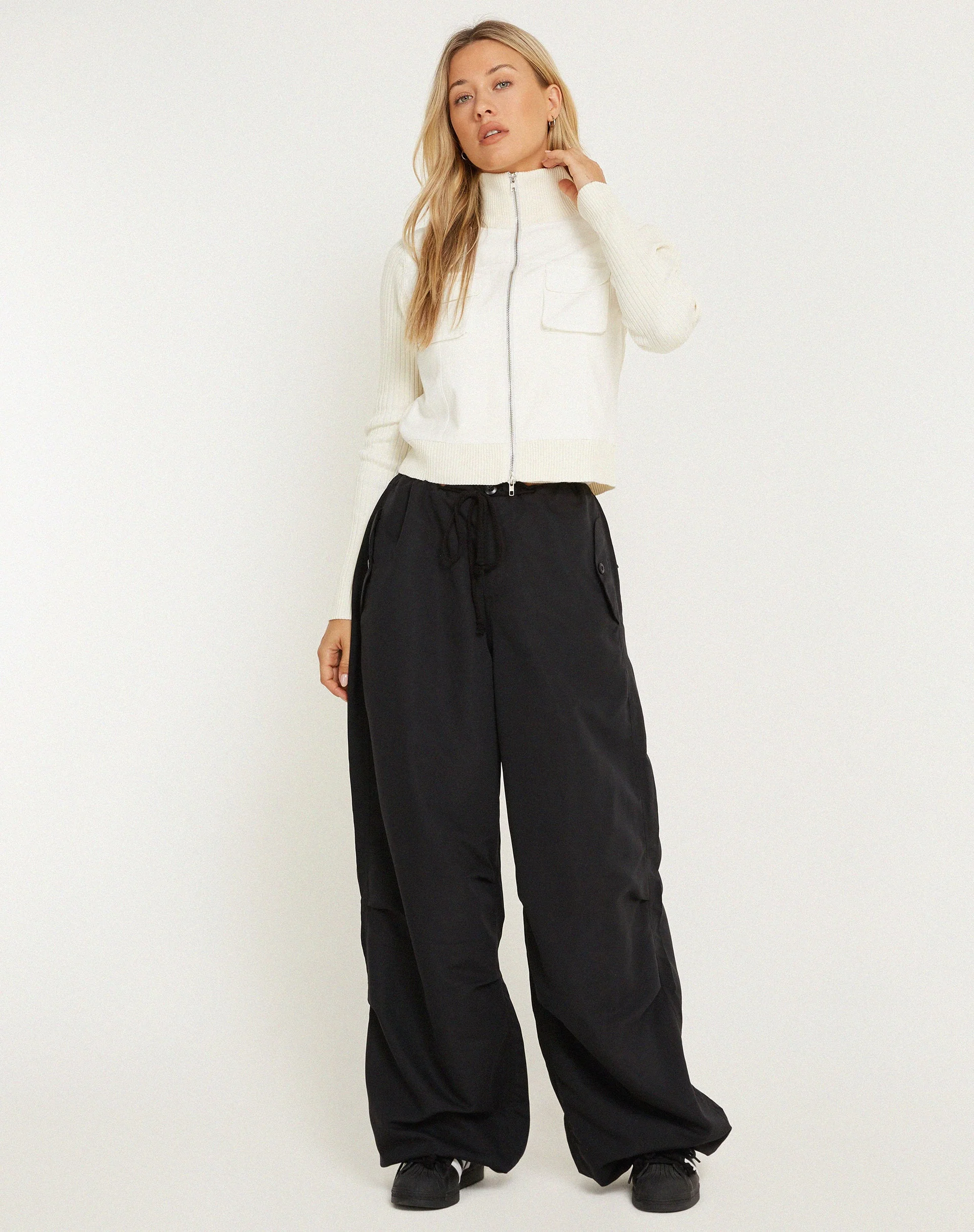 Hansol Zip Up Cardi in Elfenbein - Image 6